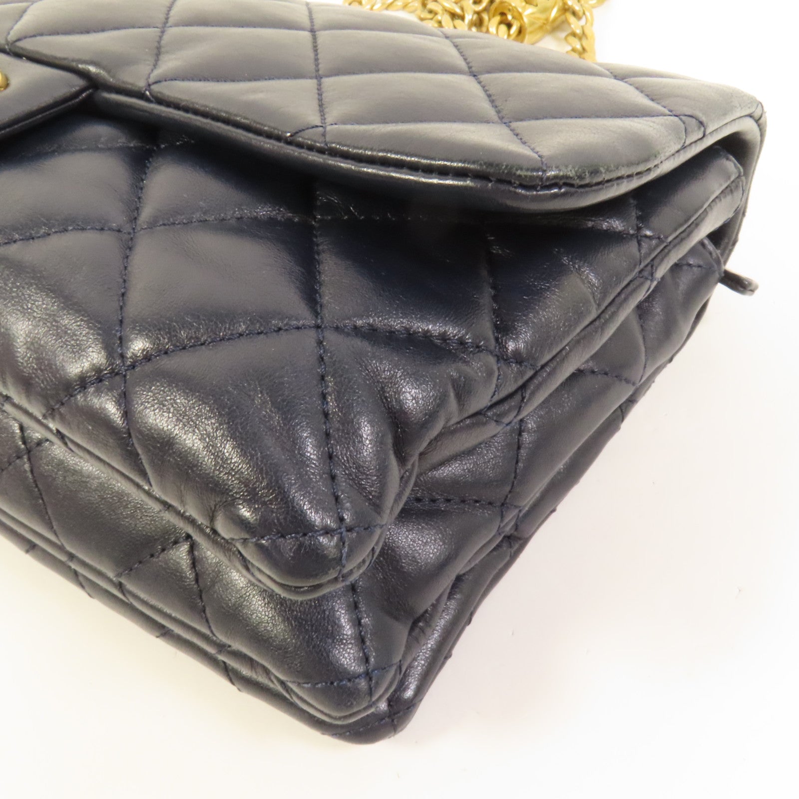 CHANEL 羊皮皮革Chain Shoulder金扣鏈帶肩背袋