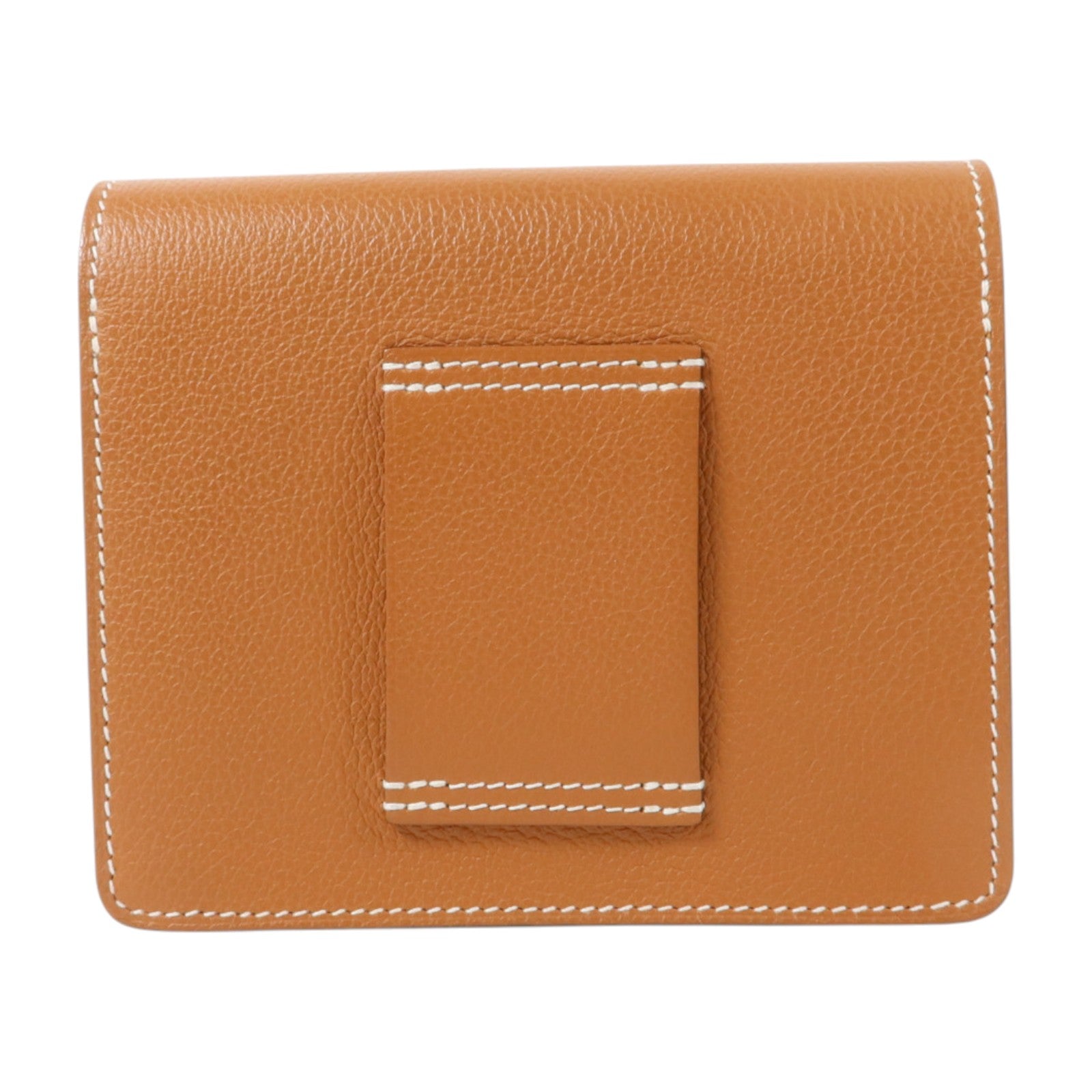 HERMES Evercolor皮革Roulis Slim銀扣錢包Gold