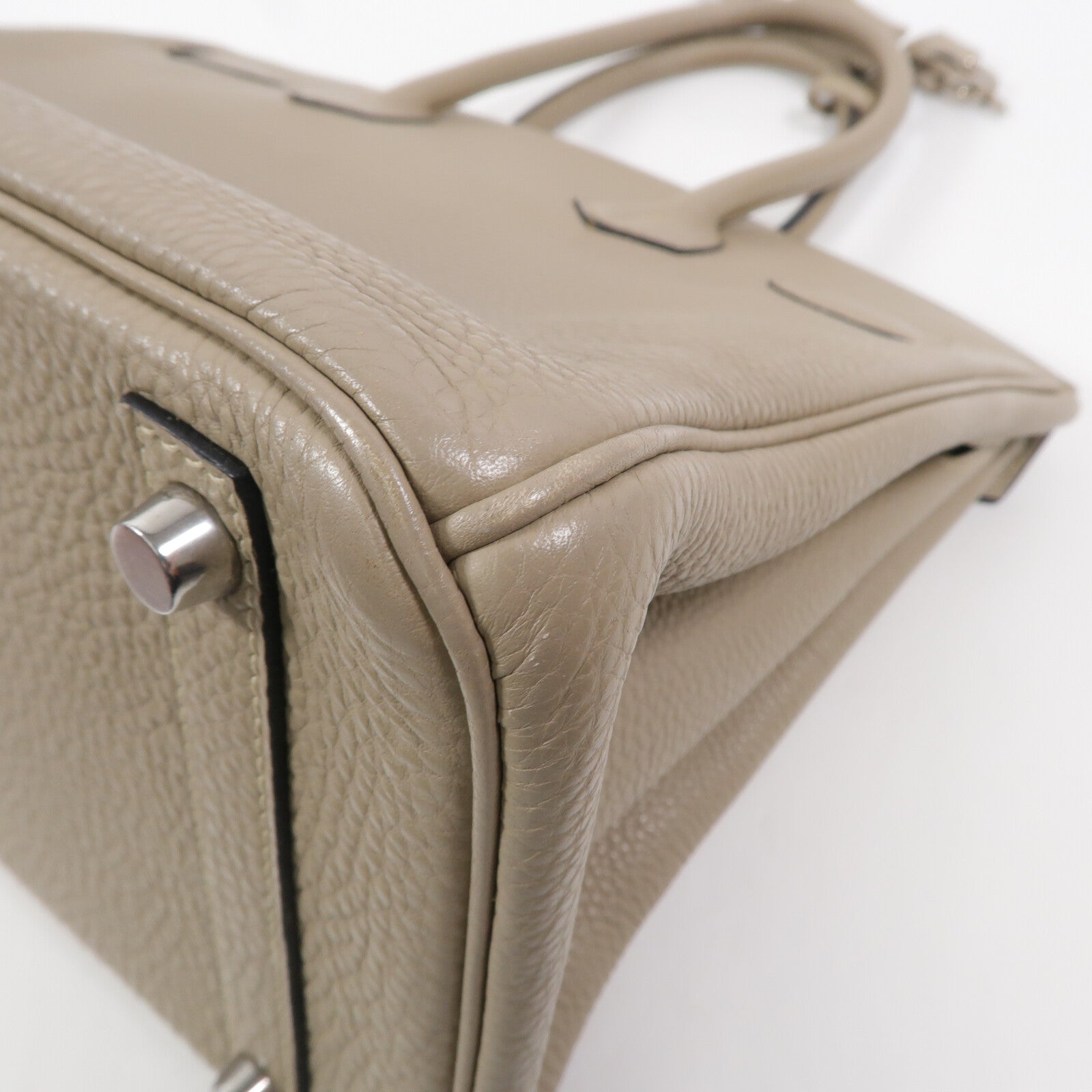 HERMES Clemence皮革Birkin 30手挽袋Gris Tourterelle