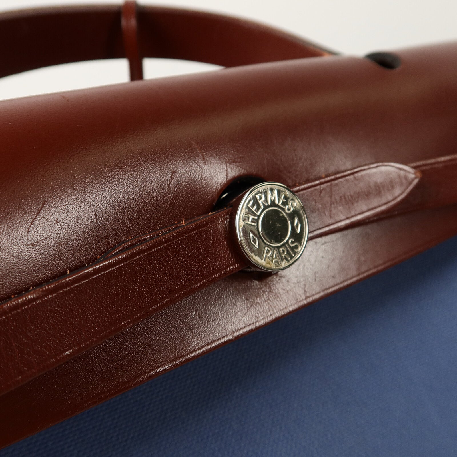 HERMES 帆布Herbag PM手挽肩背兩用袋Bleu Agate