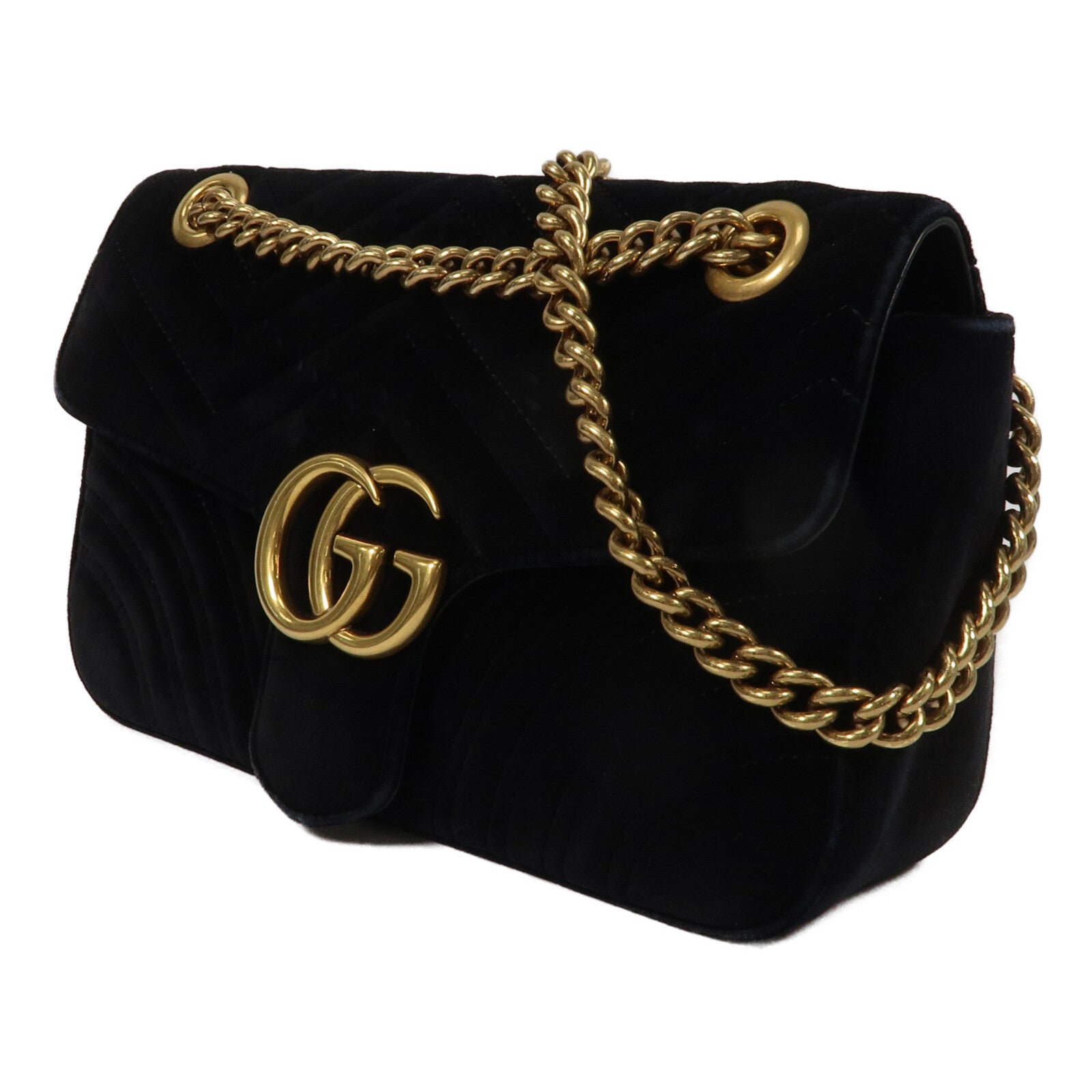 GUCCI 天鵝絨GG Marmont Shoulder Bag鏈帶肩背袋