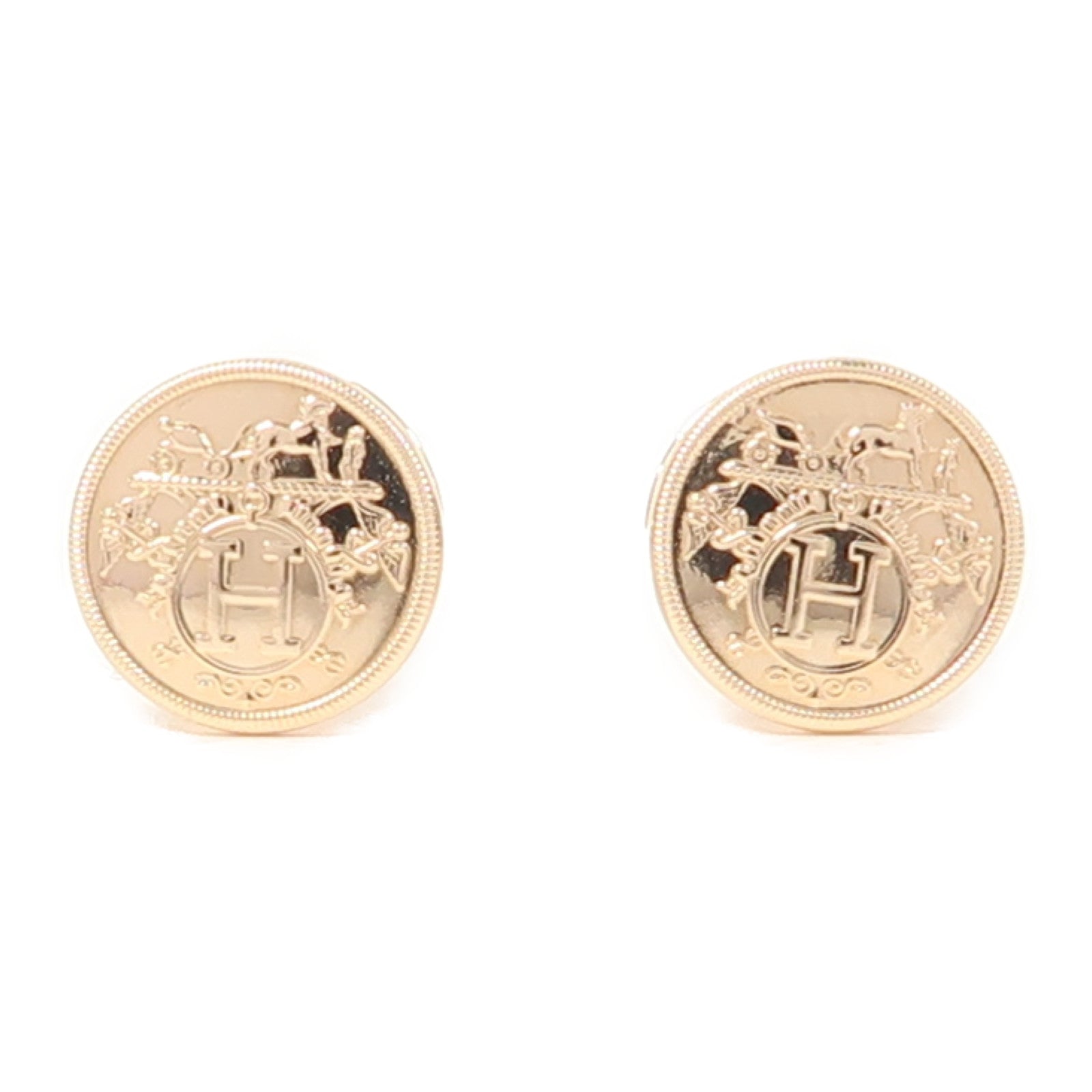 HERMES 18K玫瑰金Ex-Libris Earrings耳環