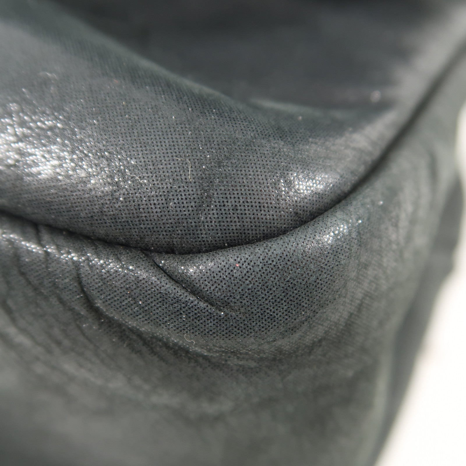 CHANEL 牛皮皮革Chain Shoulder銀扣鏈帶肩背袋深綠色