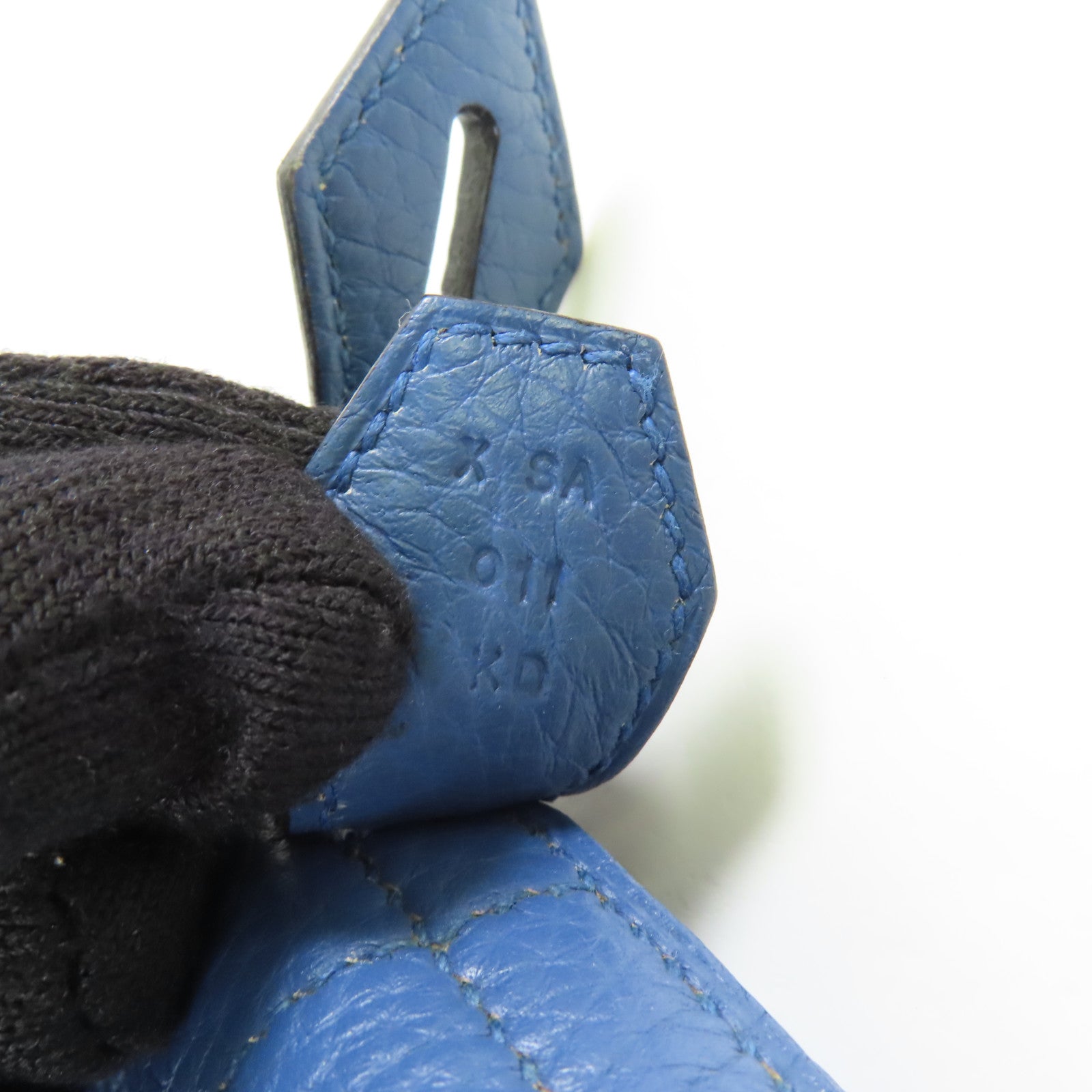 HERMES Clemence皮革Bolide 31銀扣手挽肩背兩用袋7E Bleu Brighton