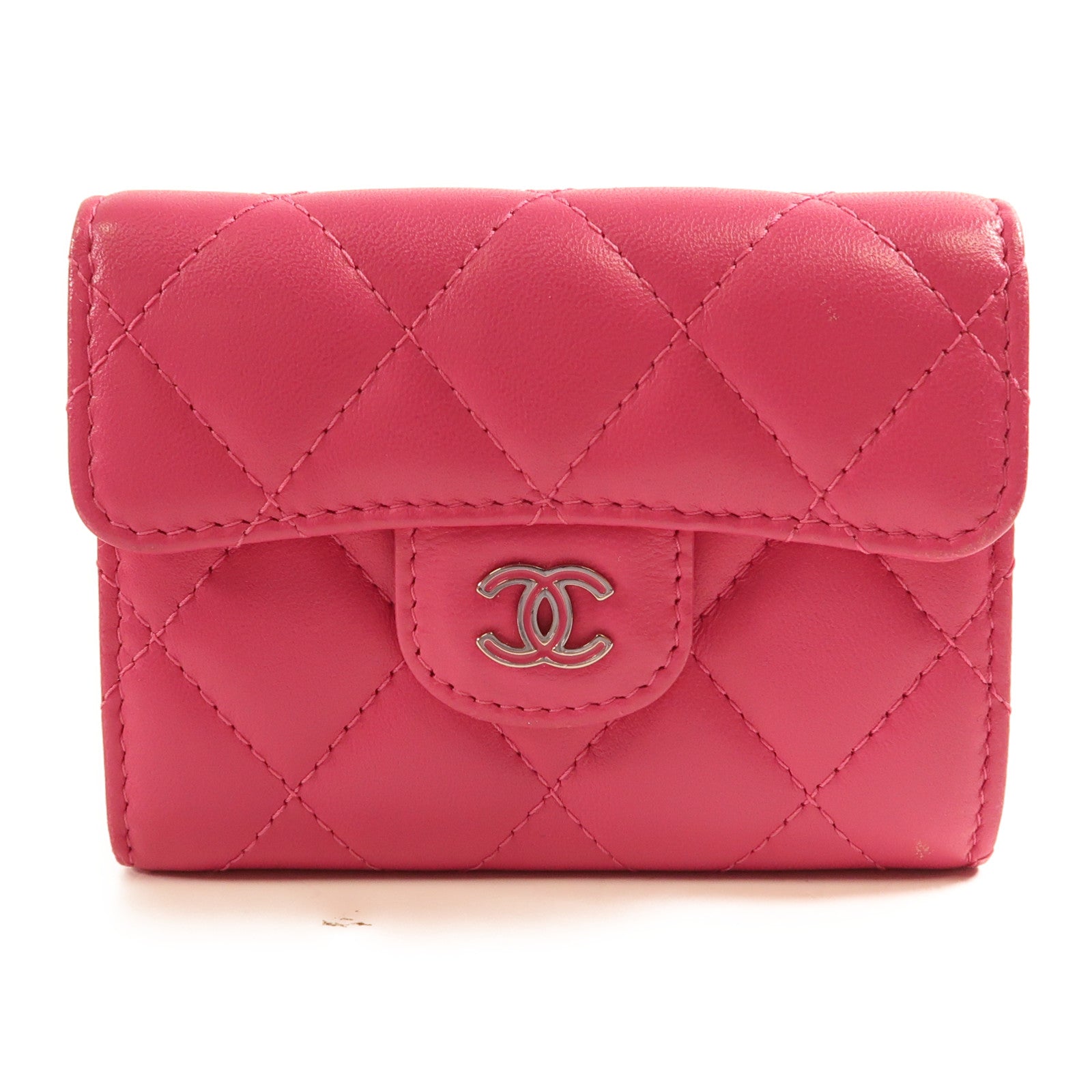 CHANEL 【激減優惠】羊皮皮革Card Case銀扣卡片套