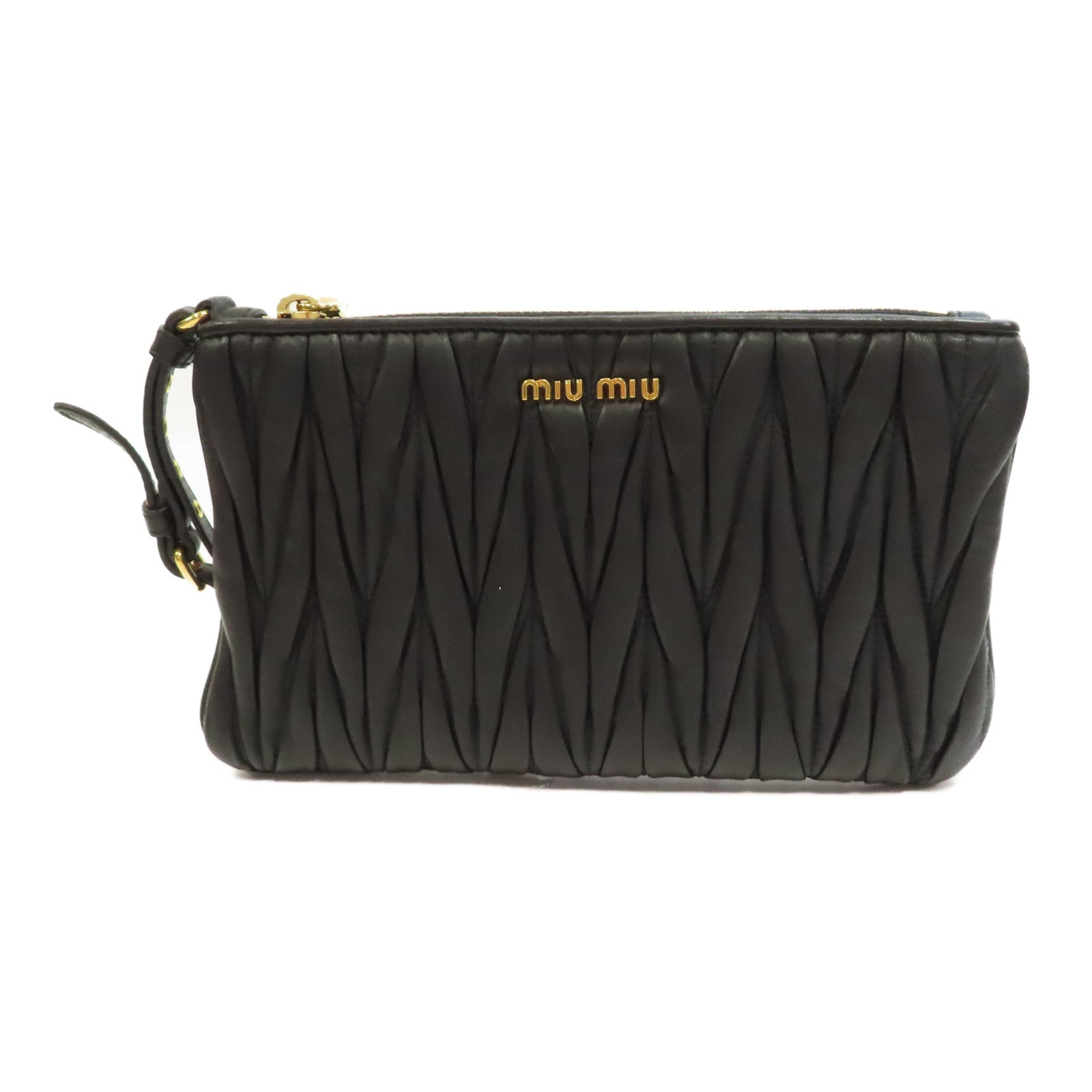 Miu Miu 羊皮皮革Clutch Bag金扣手拿包黑色