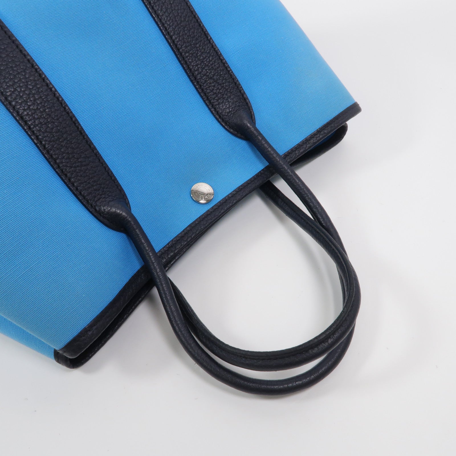 HERMES 帆布Garden Party TPM手挽袋Bleu Riviera/Bleu de Prusse