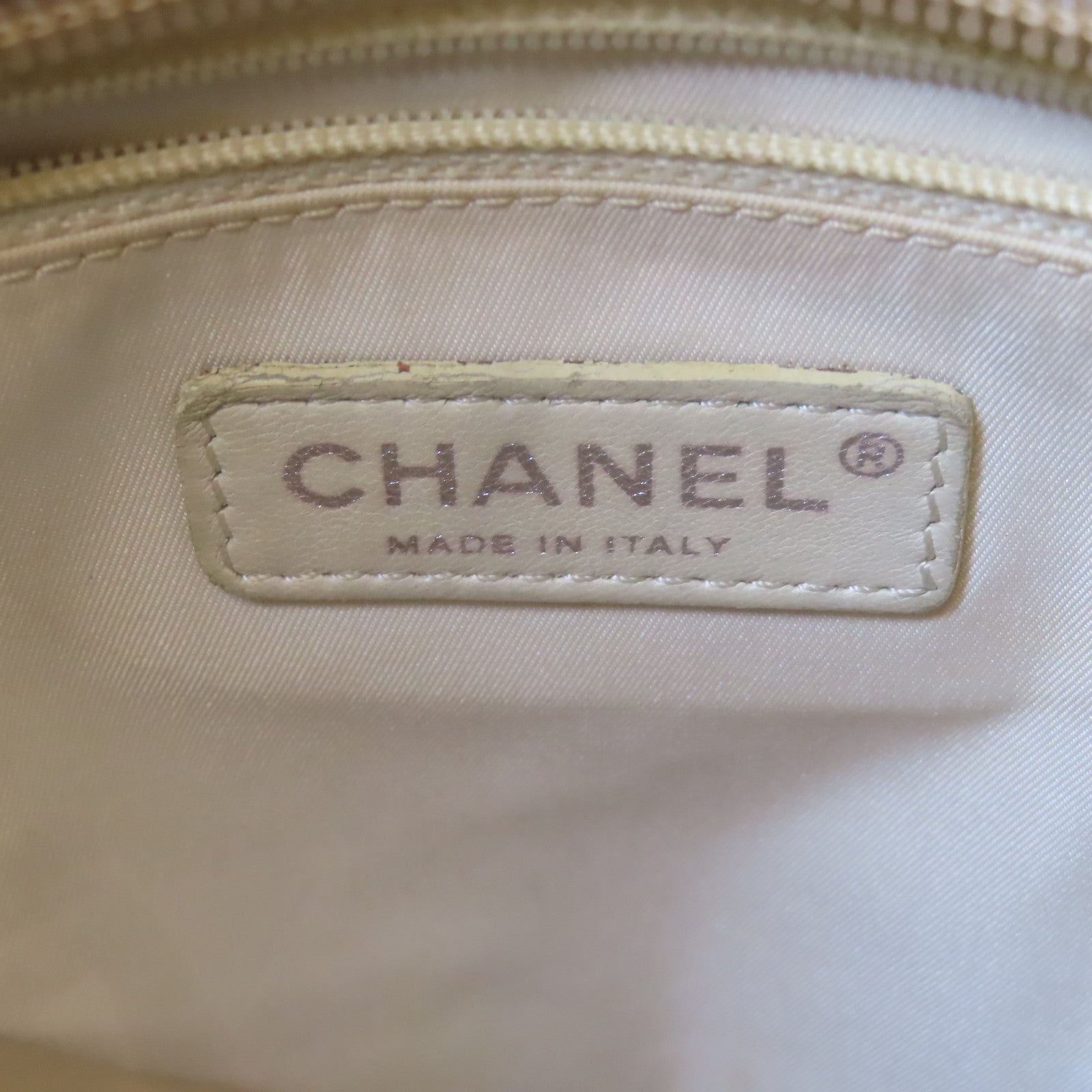 CHANEL (PRICE DOWN) Quilted CC SHW Paris Biarritz Tote Bag Handbag PVC Coated Canvas Beige