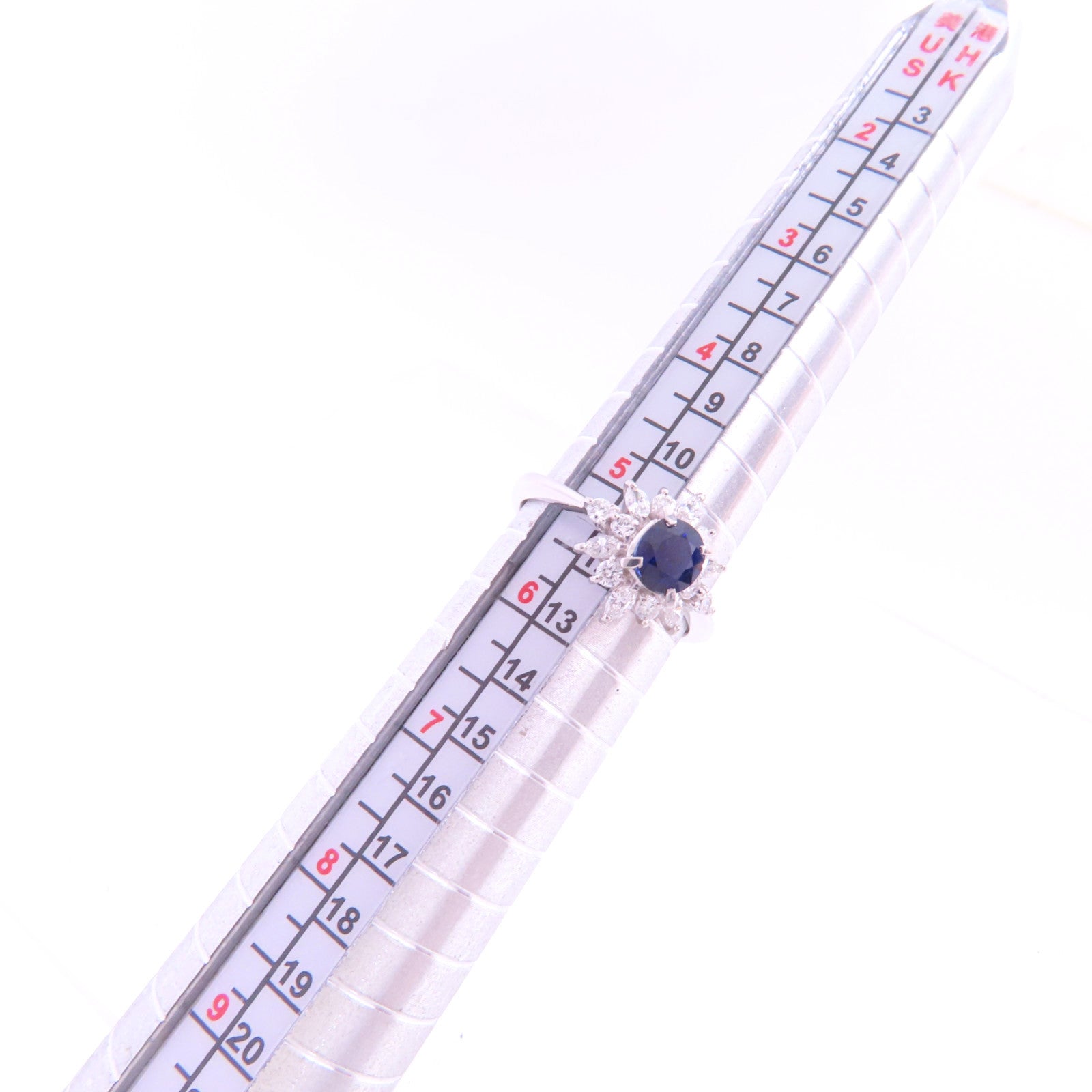 JEWELRY 【激減優惠】PT900鉑金/藍寶石/鑽石Sapphire Diamond Ring戒指US#5.25