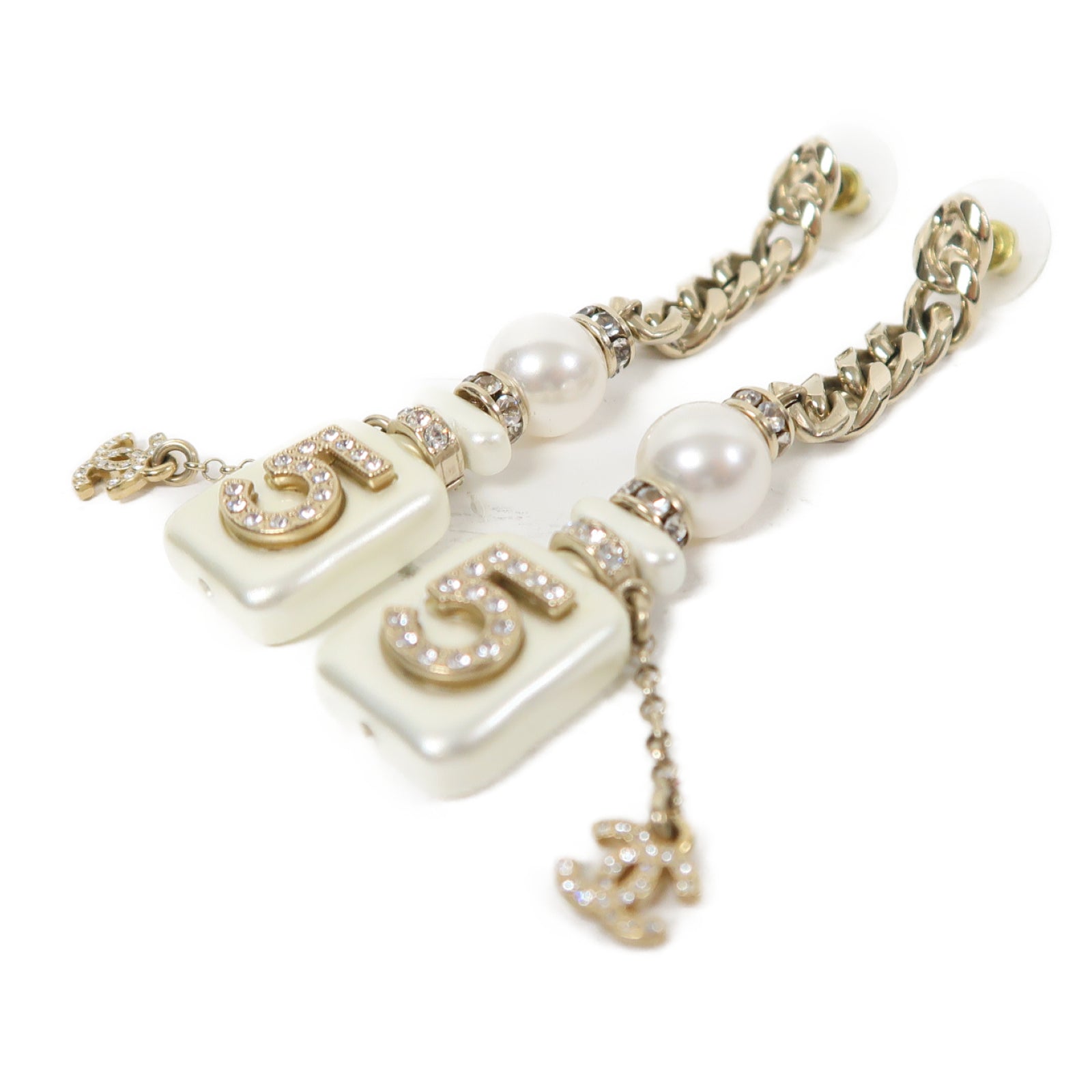 CHANEL 【激減優惠】金屬Earrings耳環金色/白色