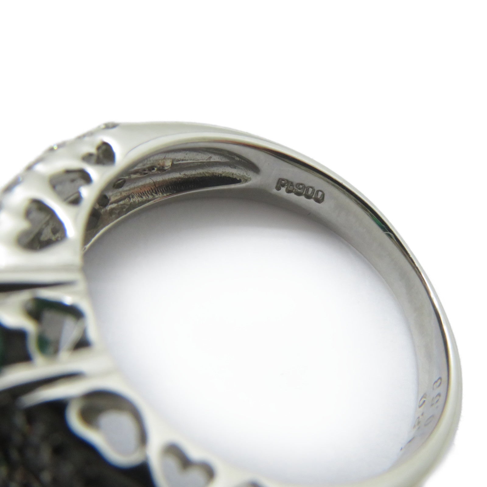 JEWELRY PT900鉑金Emerald Ring 1.20ct綠寶石/0.53ct鑚石戒指US#6