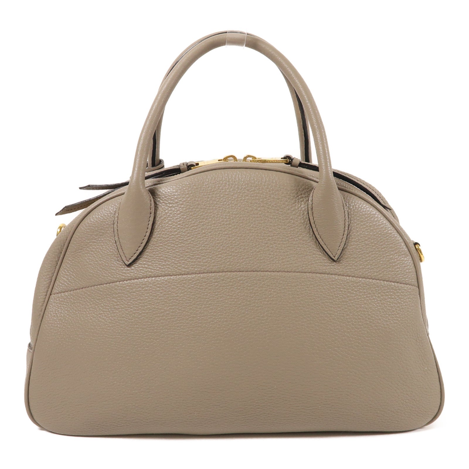 PRADA GHW Vit Daino Vitello Phenix 2 Way Bag Calfskin Leather Gray