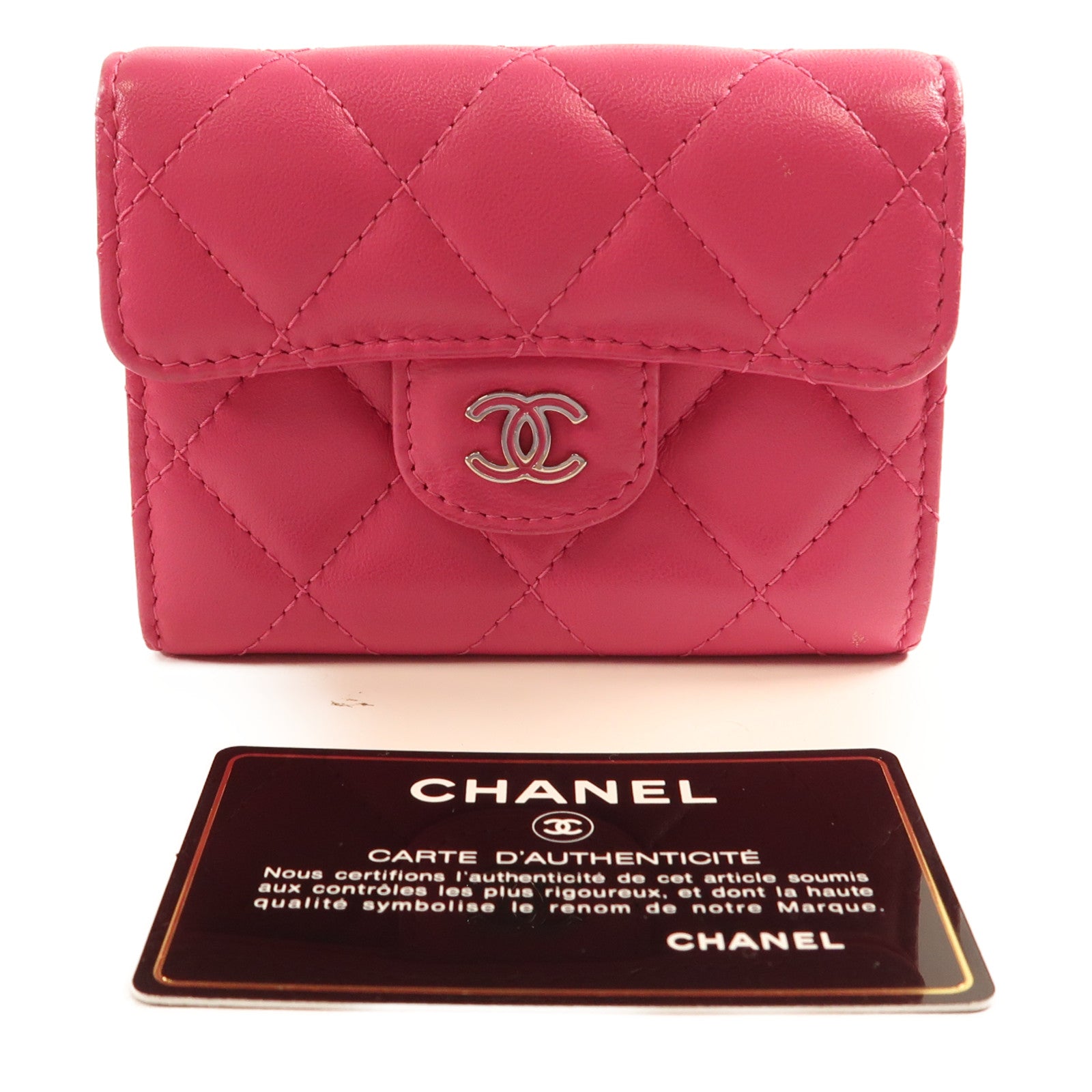 CHANEL 【激減優惠】羊皮皮革Card Case銀扣卡片套