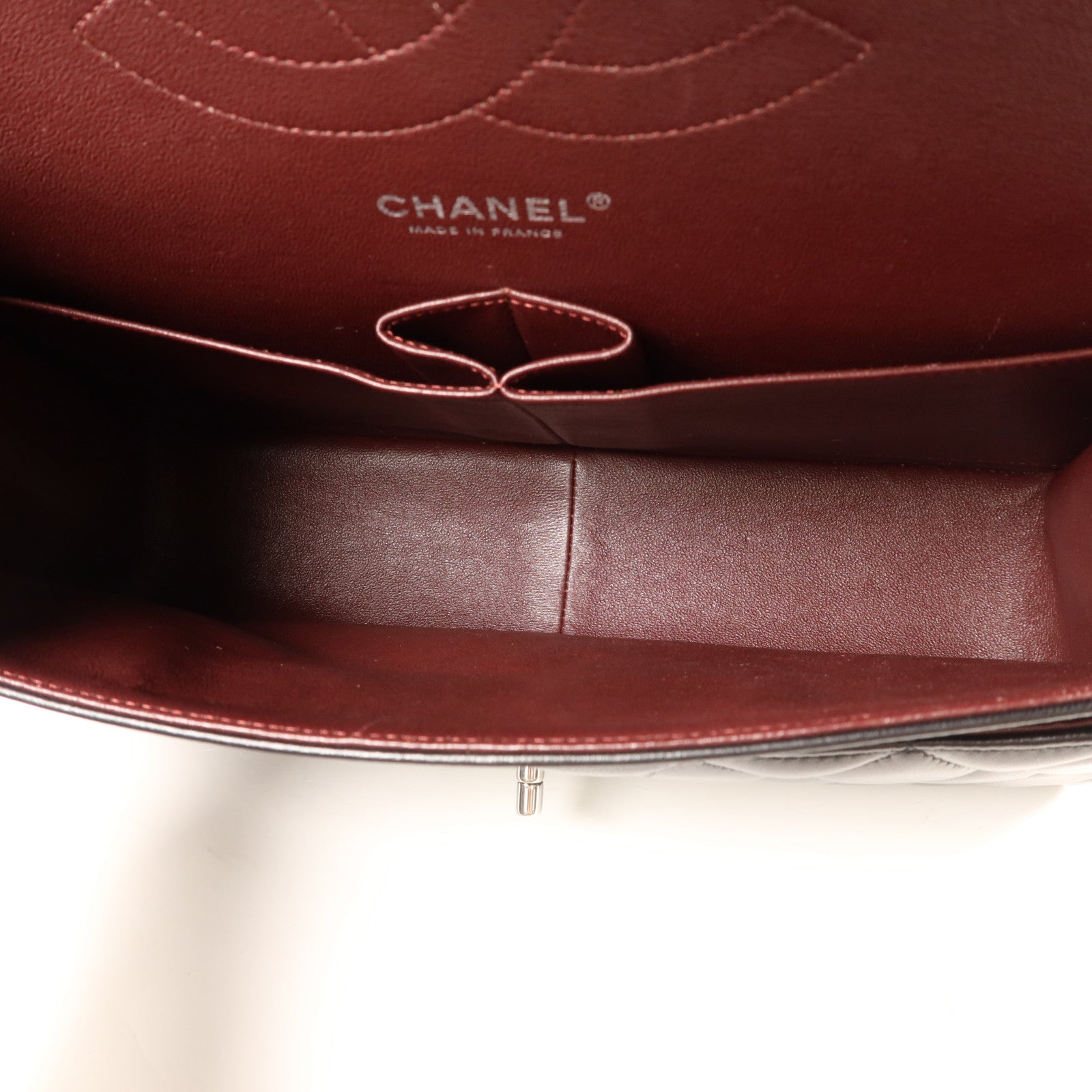 CHANEL 羊皮皮革Large Classic銀扣鏈帶肩背袋