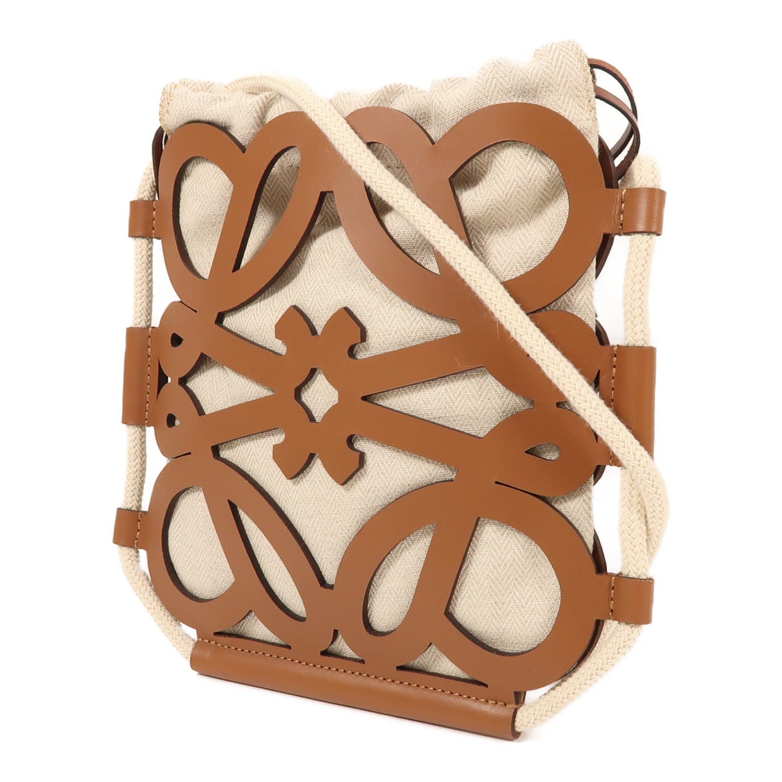 LOEWE 帆布/皮革Cutout肩背袋