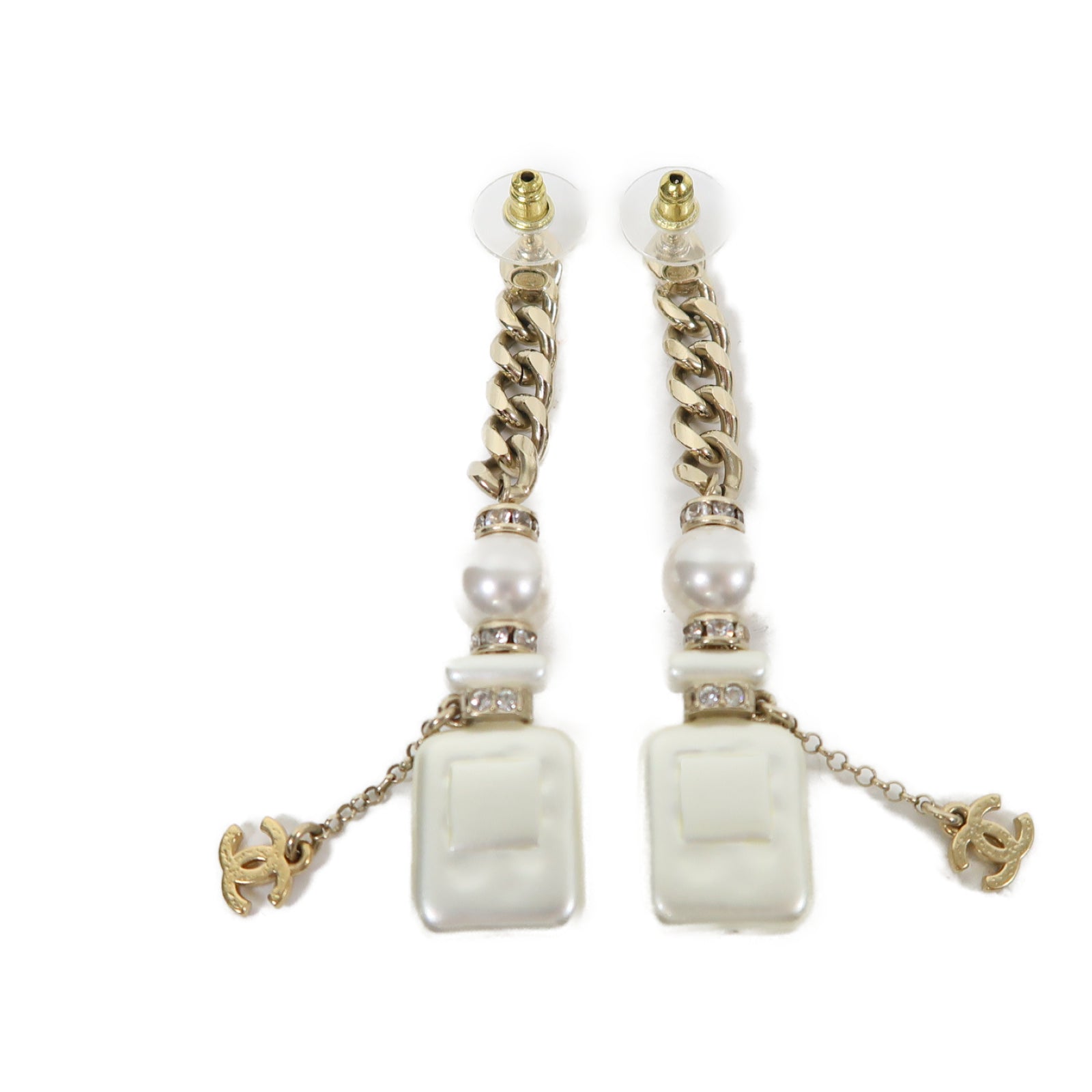 CHANEL 【激減優惠】金屬Earrings耳環金色/白色