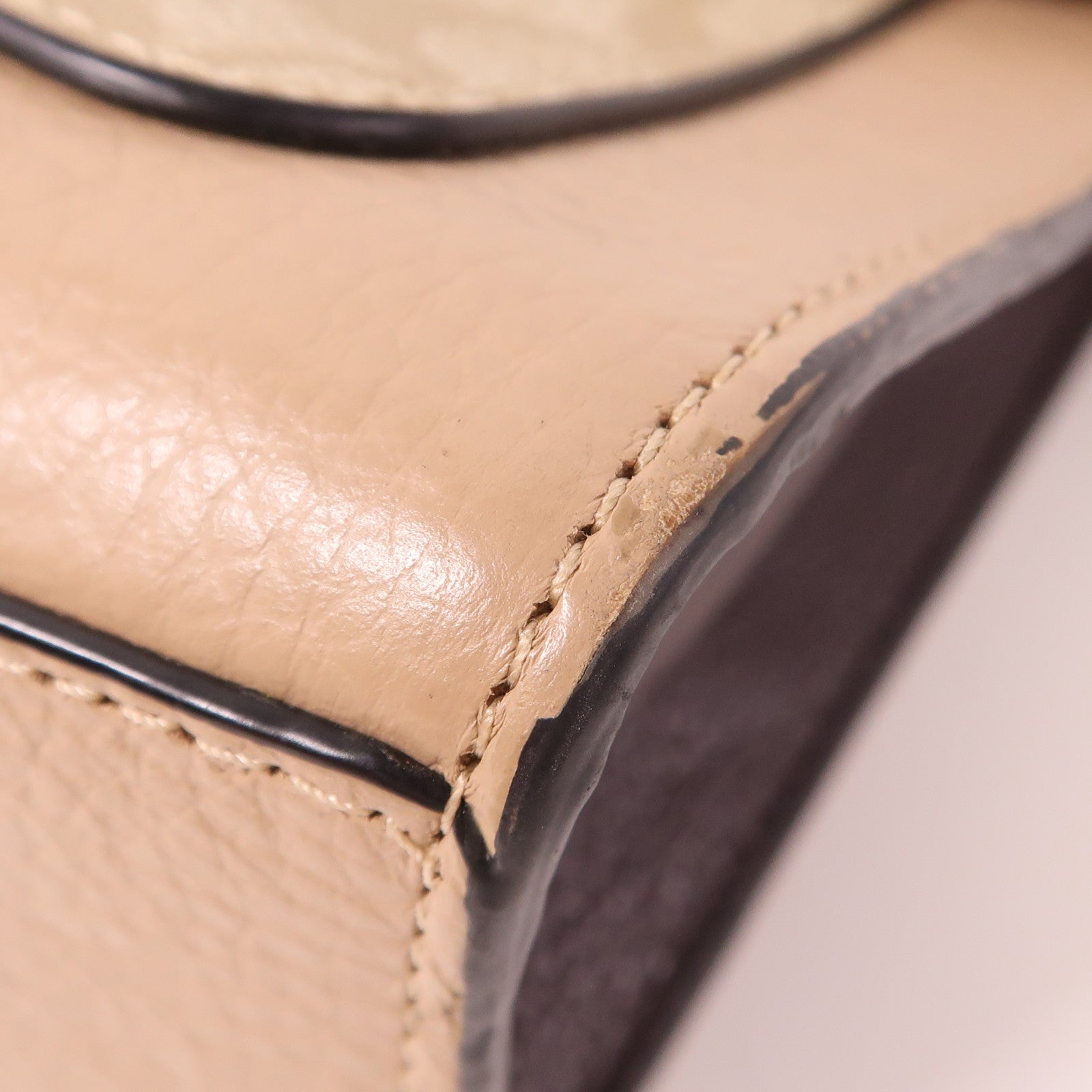 COACH GHW Chain Shoulder Bag Leather/Coated Canvas Brown/White