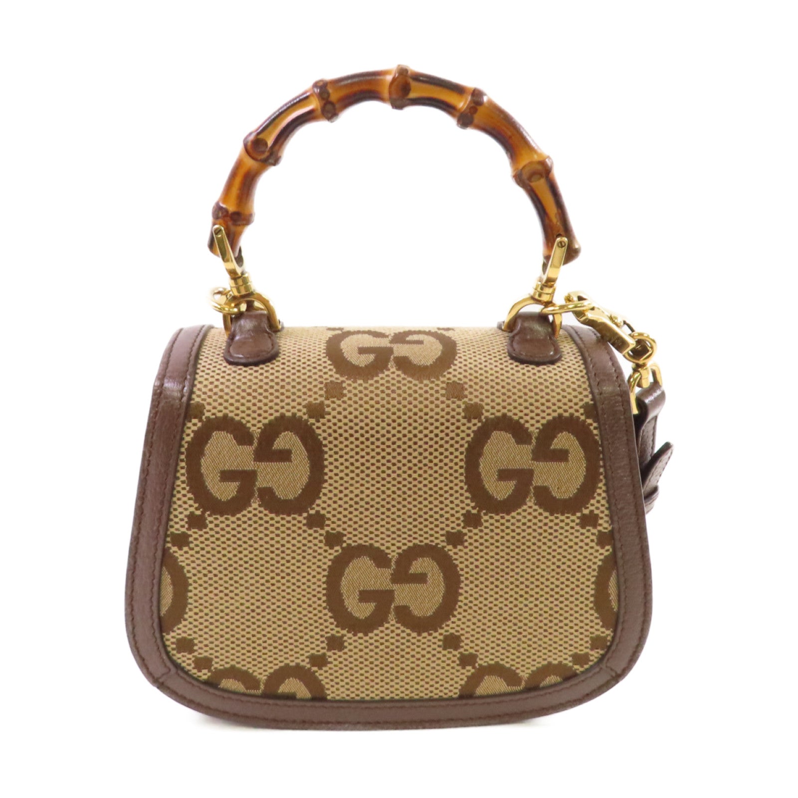 GUCCI GG帆布Bamboo 1947 2Way Shoulder Bag手挽肩背兩用袋啡色