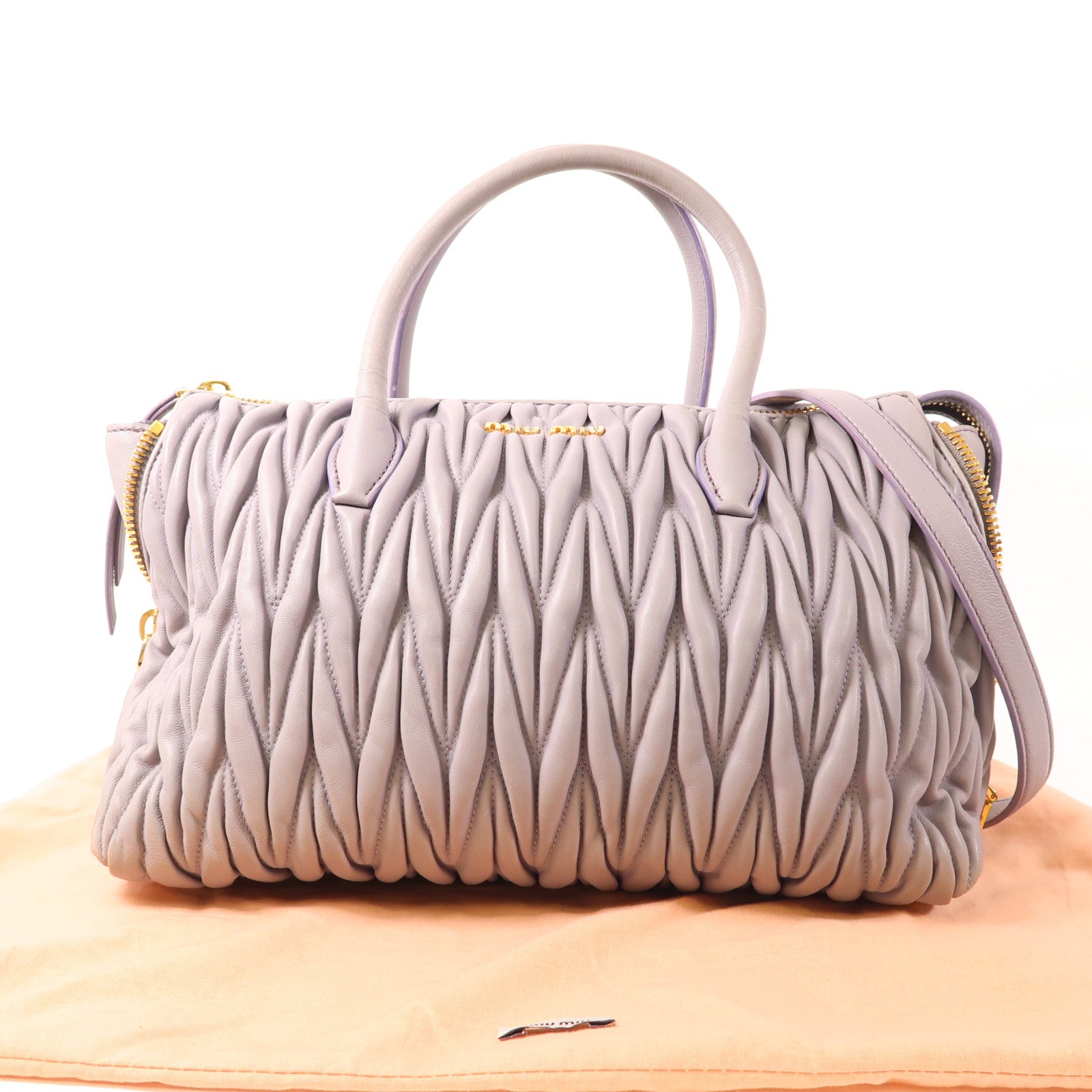 Miu Miu 羊皮皮革2 Way Shoulder Bag金扣手挽肩背兩用袋