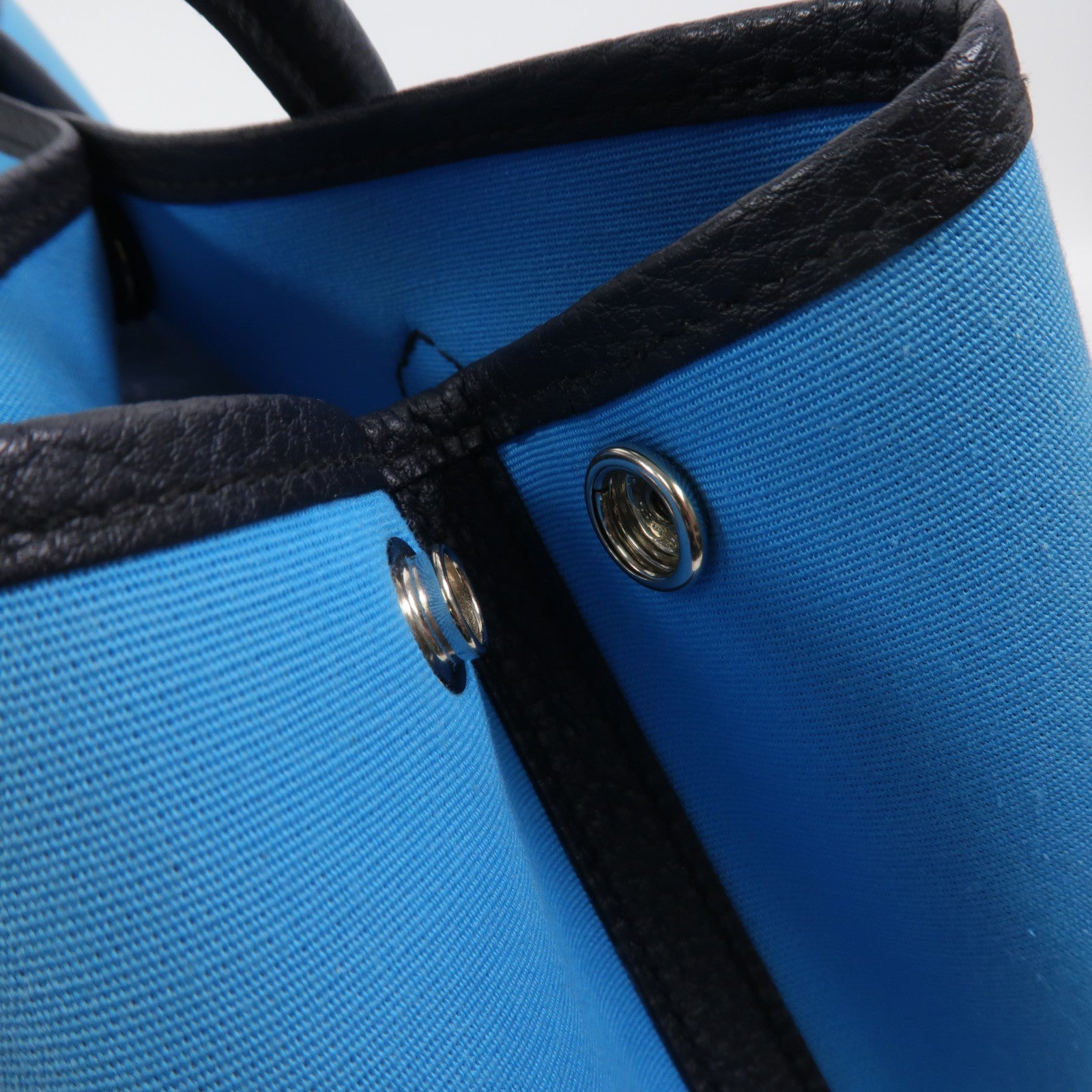 HERMES 帆布Garden Party TPM手挽袋Bleu Riviera/Bleu de Prusse