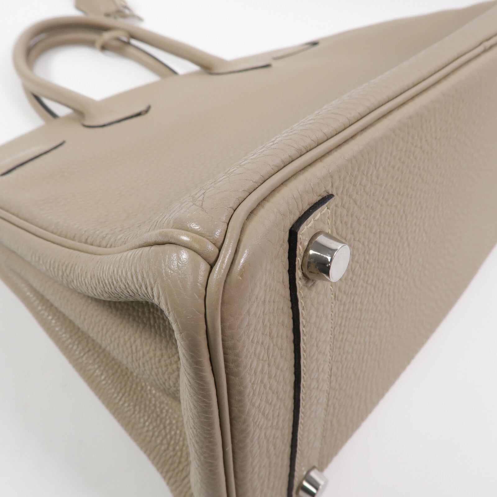 HERMES Clemence皮革Birkin 30手挽袋Gris Tourterelle