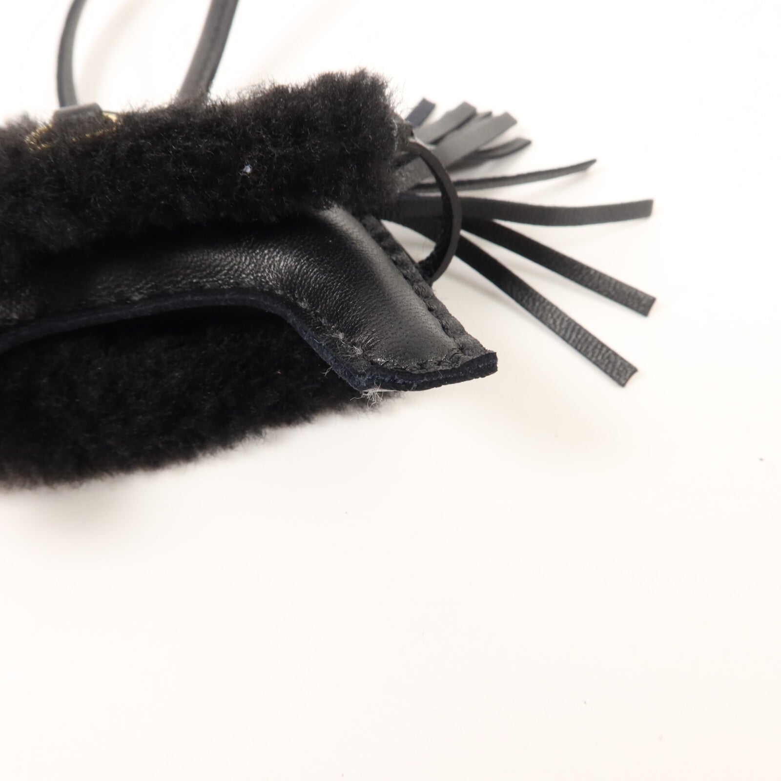 HERMES Milo皮革/羊毛Rodeo Robeo Plush PM掛飾Noir