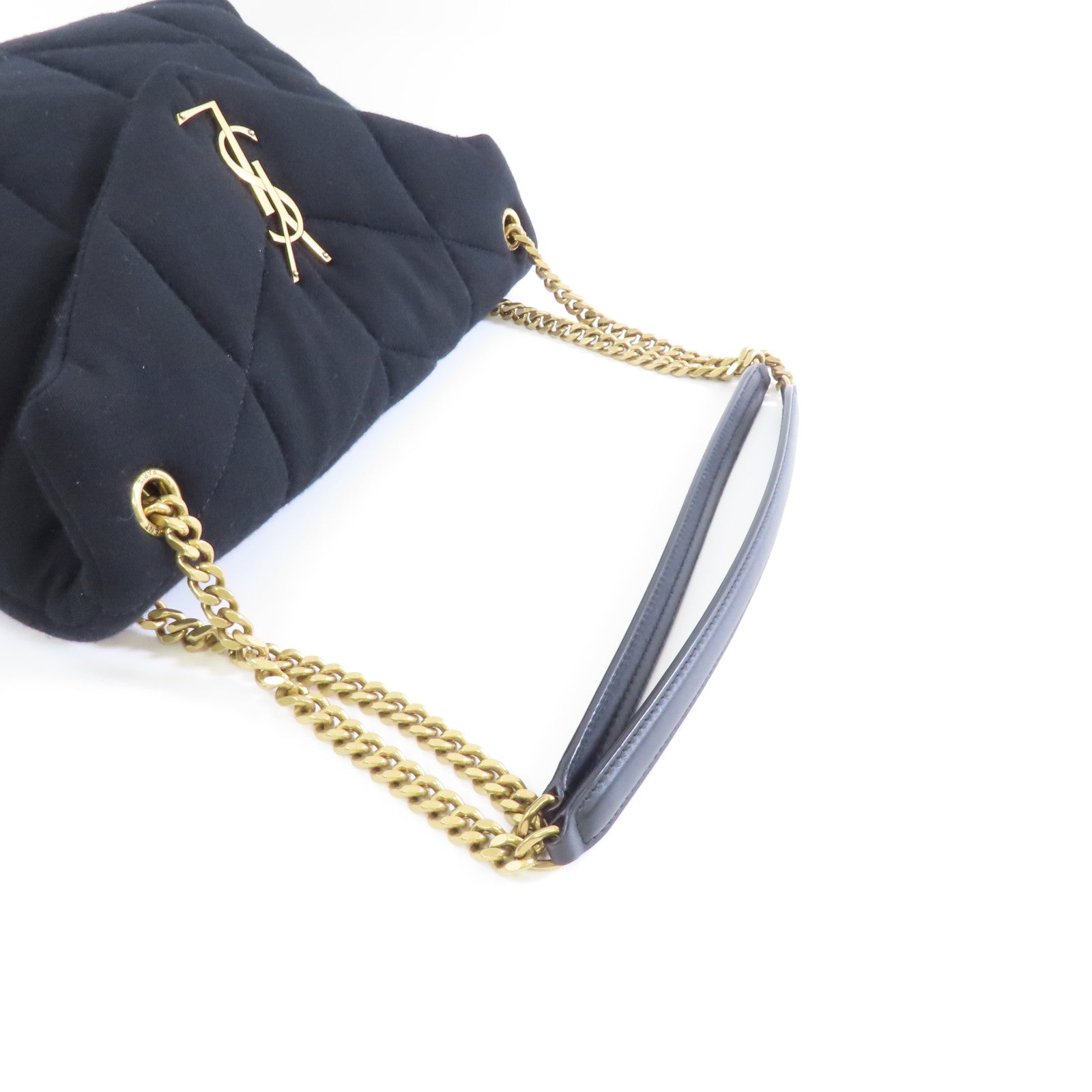 SAINT LAURENT 帆布Chain Shoulder Bag金扣鏈帶肩背袋黑色