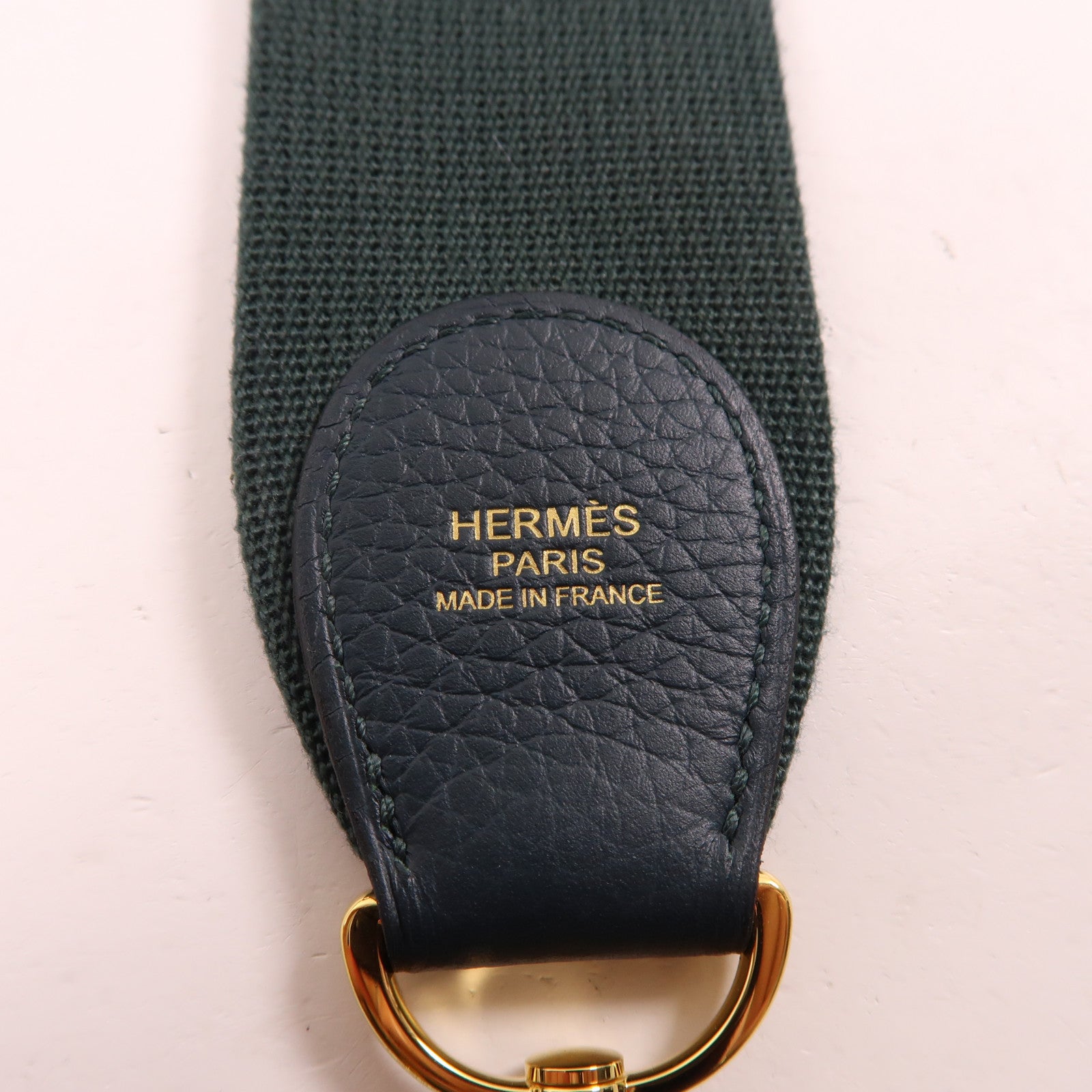 HERMES Clemence皮革Evelyne PM金扣肩背袋vert cypress墨綠色
