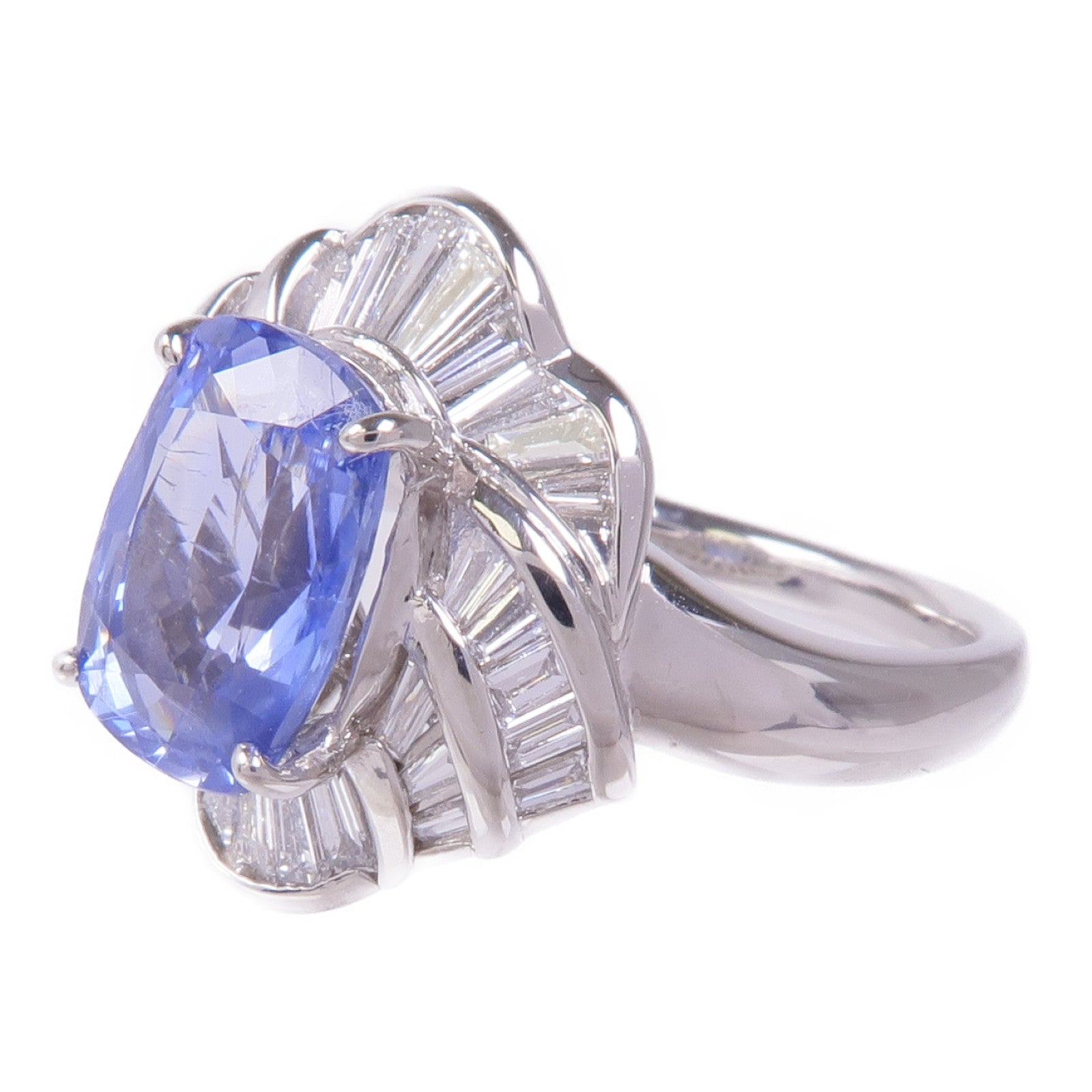 JEWELRY PT900鉑金Sapphire Diamond Ring藍寶石/鑽石戒指US#6