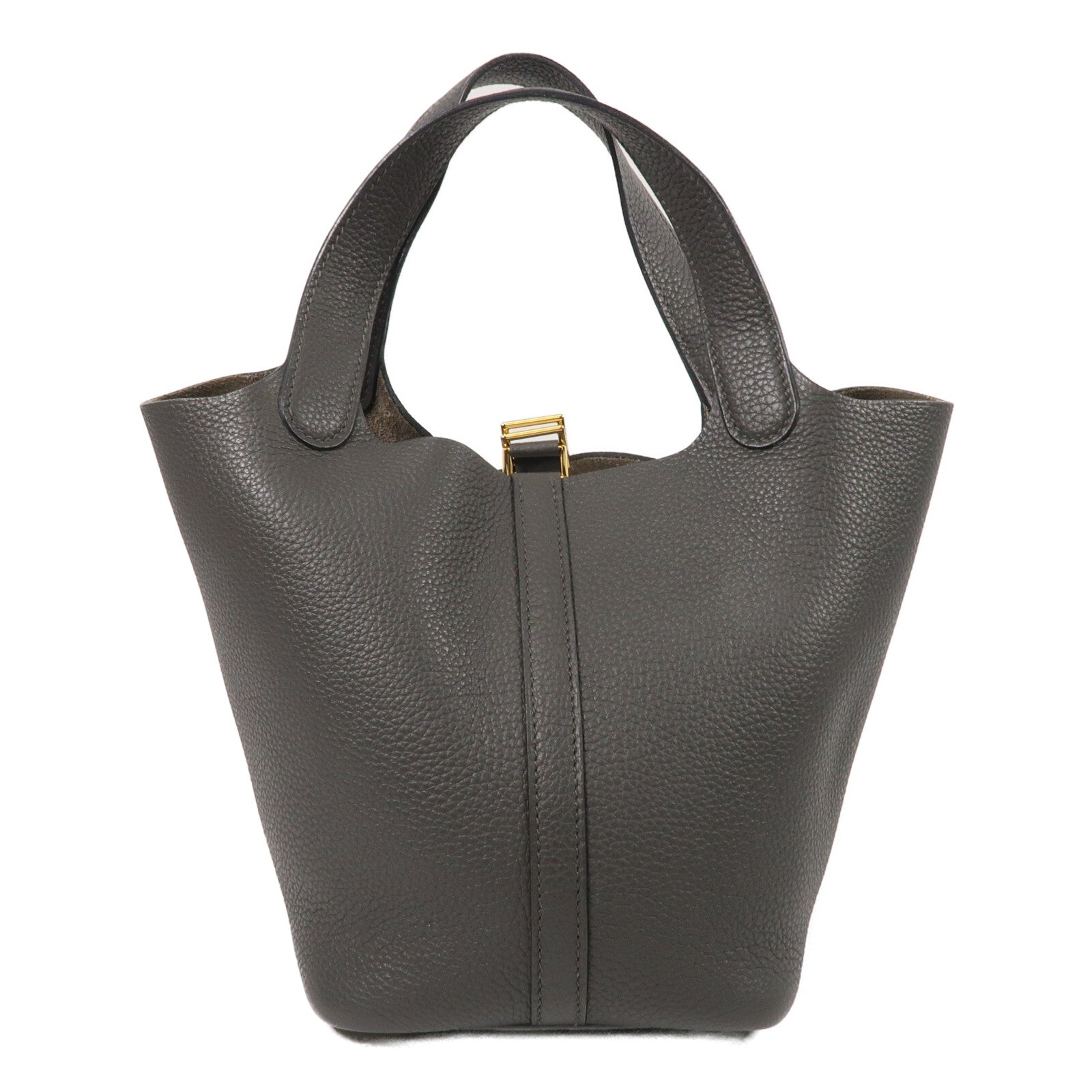 HERMES Clemence皮革Picotin PM手挽袋Gris Misty