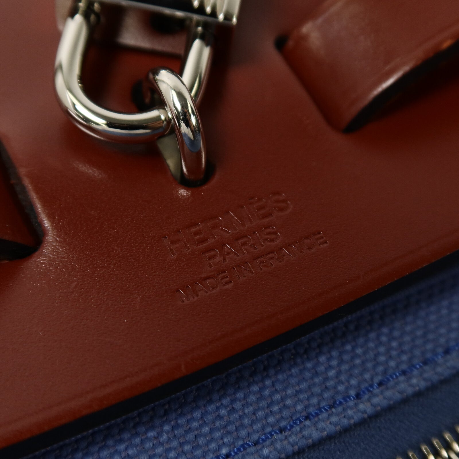 HERMES 帆布Herbag PM手挽肩背兩用袋Bleu Agate