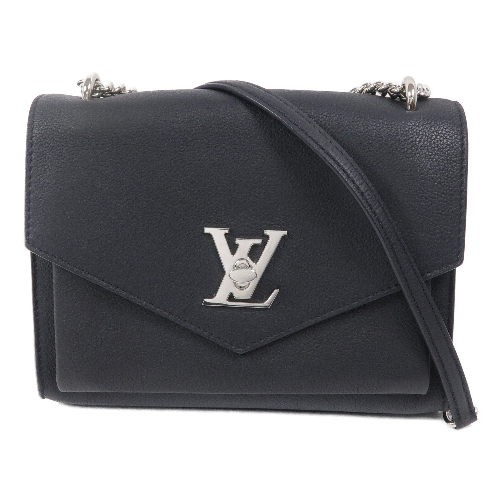 LOUIS VUITTON 牛皮皮革Mylockme銀扣鏈帶肩背袋