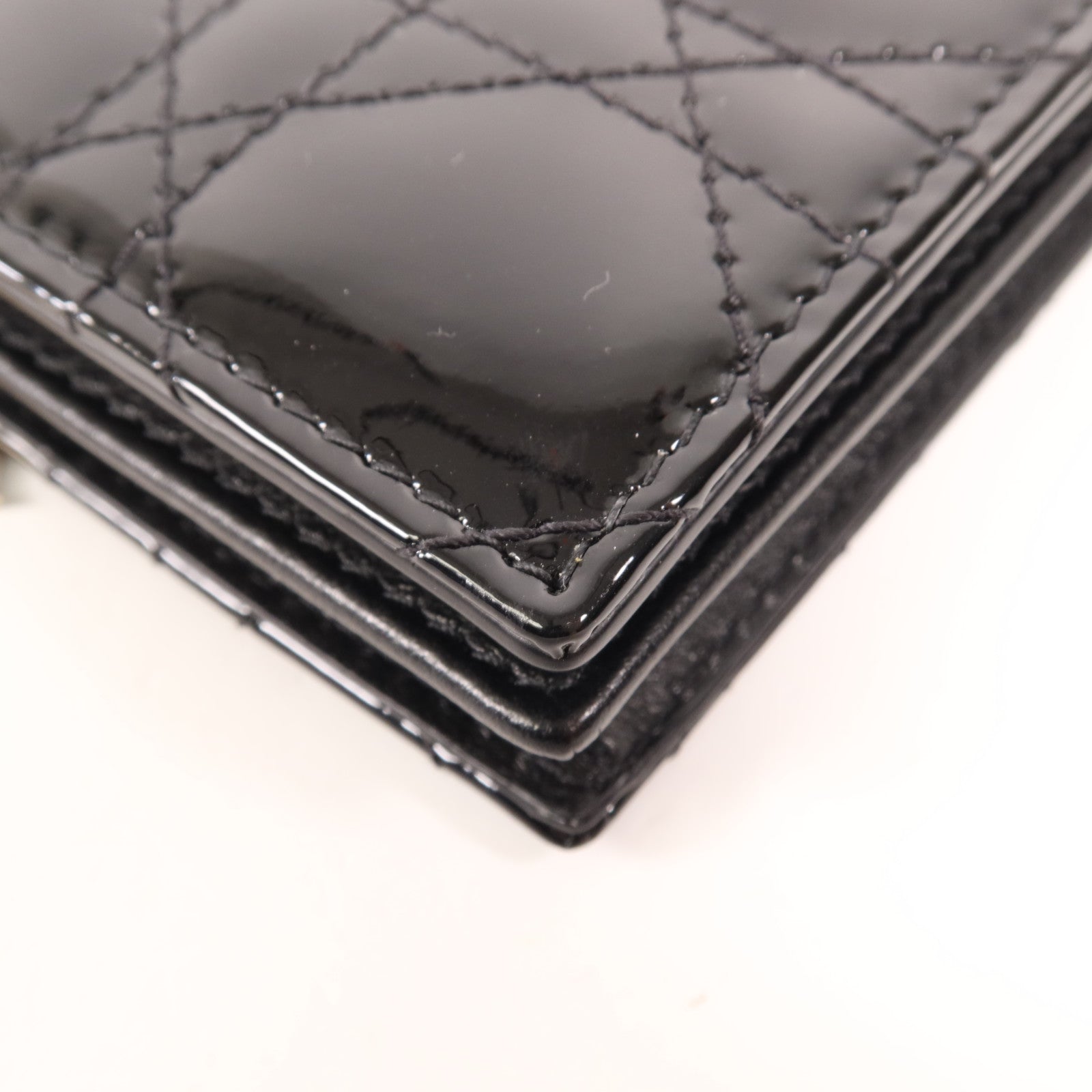 Dior 漆皮皮革Lady Dior Gardenia Wallet金扣錢包