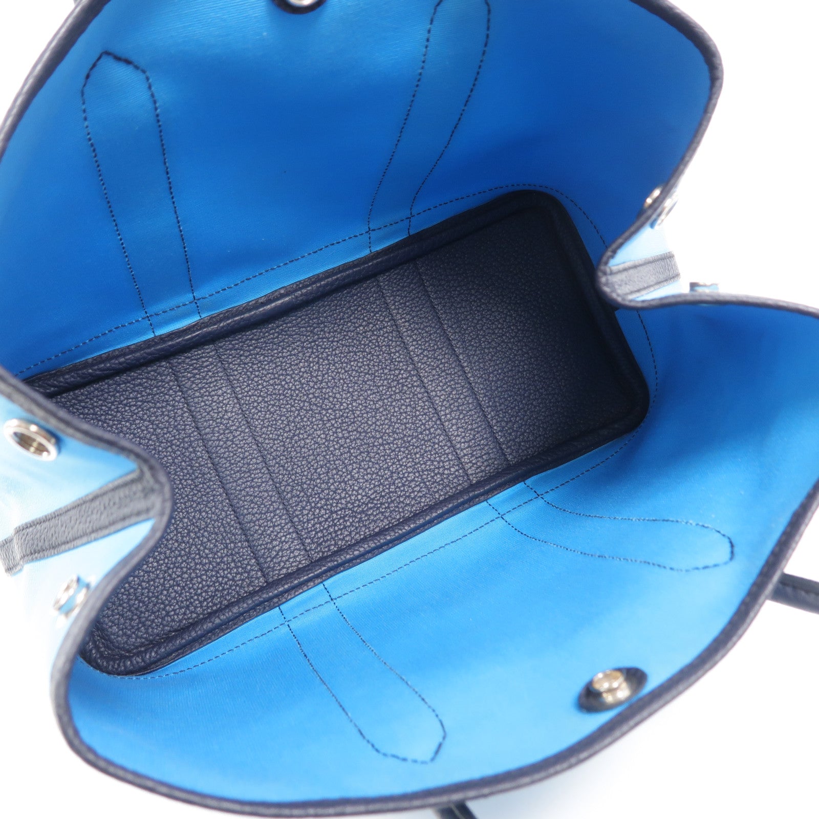 HERMES 帆布Garden Party TPM手挽袋Bleu Riviera/Bleu de Prusse