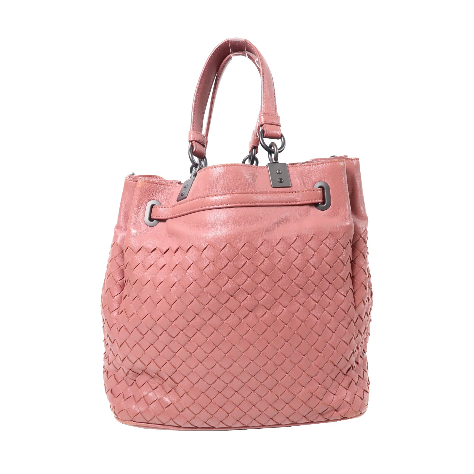 BOTTEGA VENETA 織紋羊皮皮革2Way Shoulder Bag手挽肩背兩用袋粉紅色