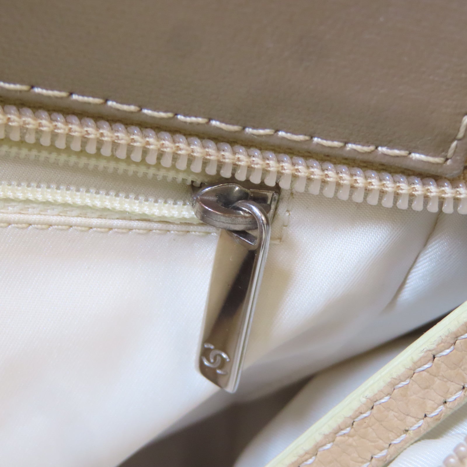 CHANEL (PRICE DOWN) Quilted CC SHW Paris Biarritz Tote Bag Handbag PVC Coated Canvas Beige