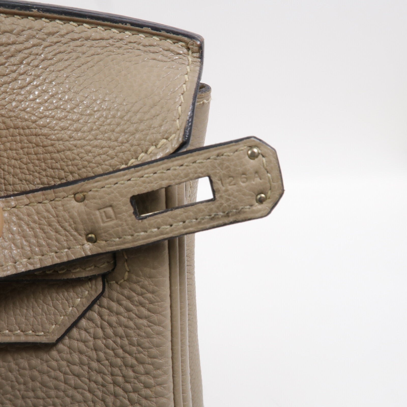HERMES Clemence皮革Birkin 30手挽袋Gris Tourterelle