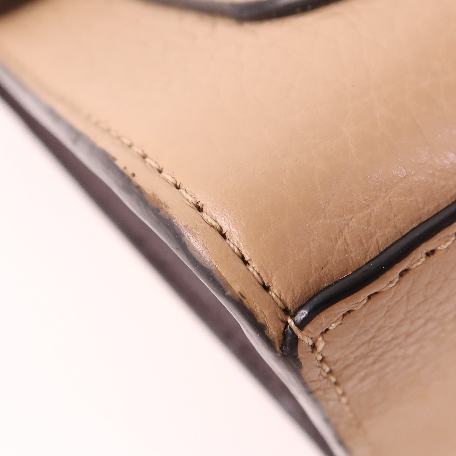 COACH GHW Chain Shoulder Bag Leather/Coated Canvas Brown/White