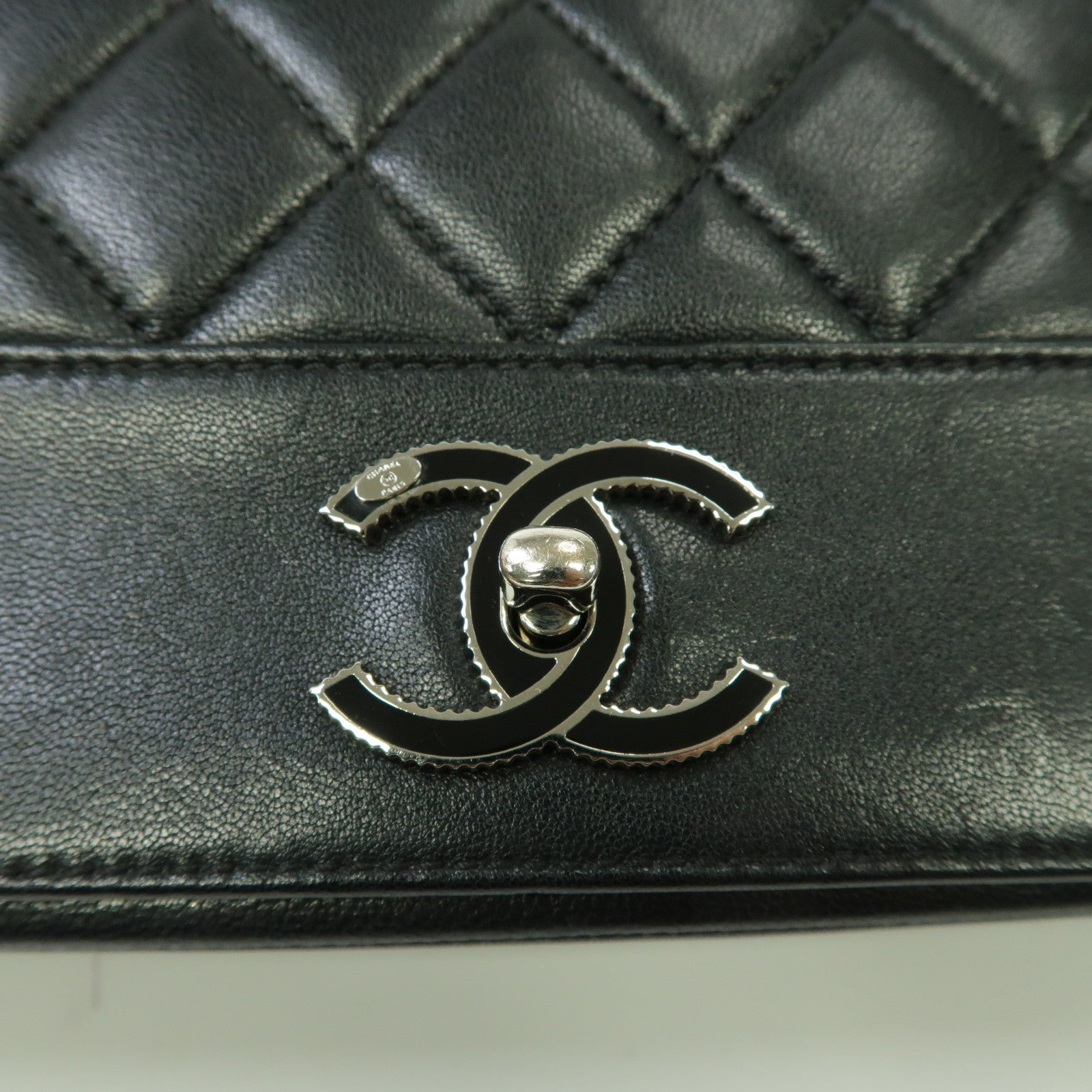 CHANEL 【激減優惠】菱格牛皮皮革Mademoiselle Chain Shoulder Bag銀扣鏈帶肩背袋黑色