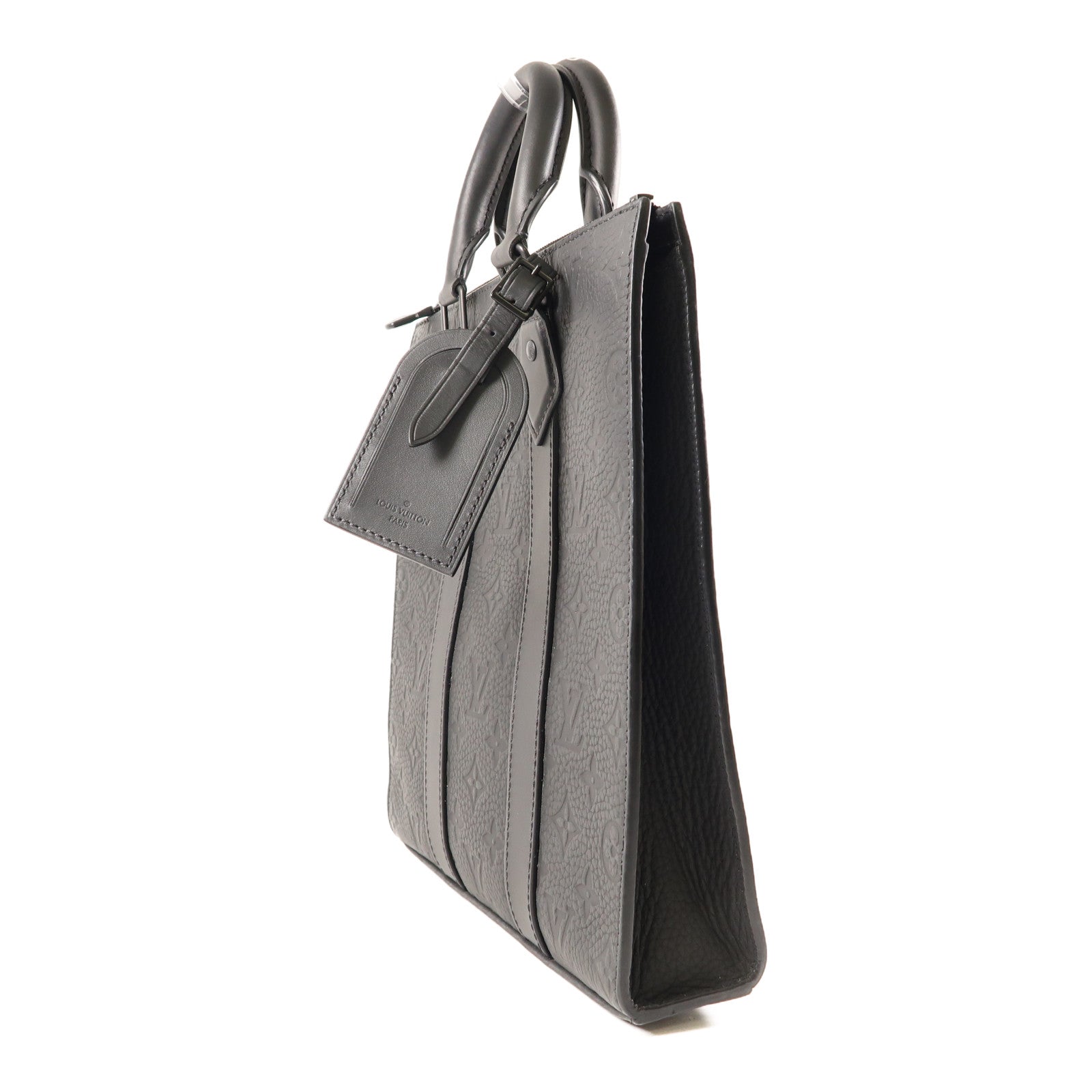 LOUIS VUITTON Taurillon皮革Sac Plat Cross手挽肩背兩用袋黑色