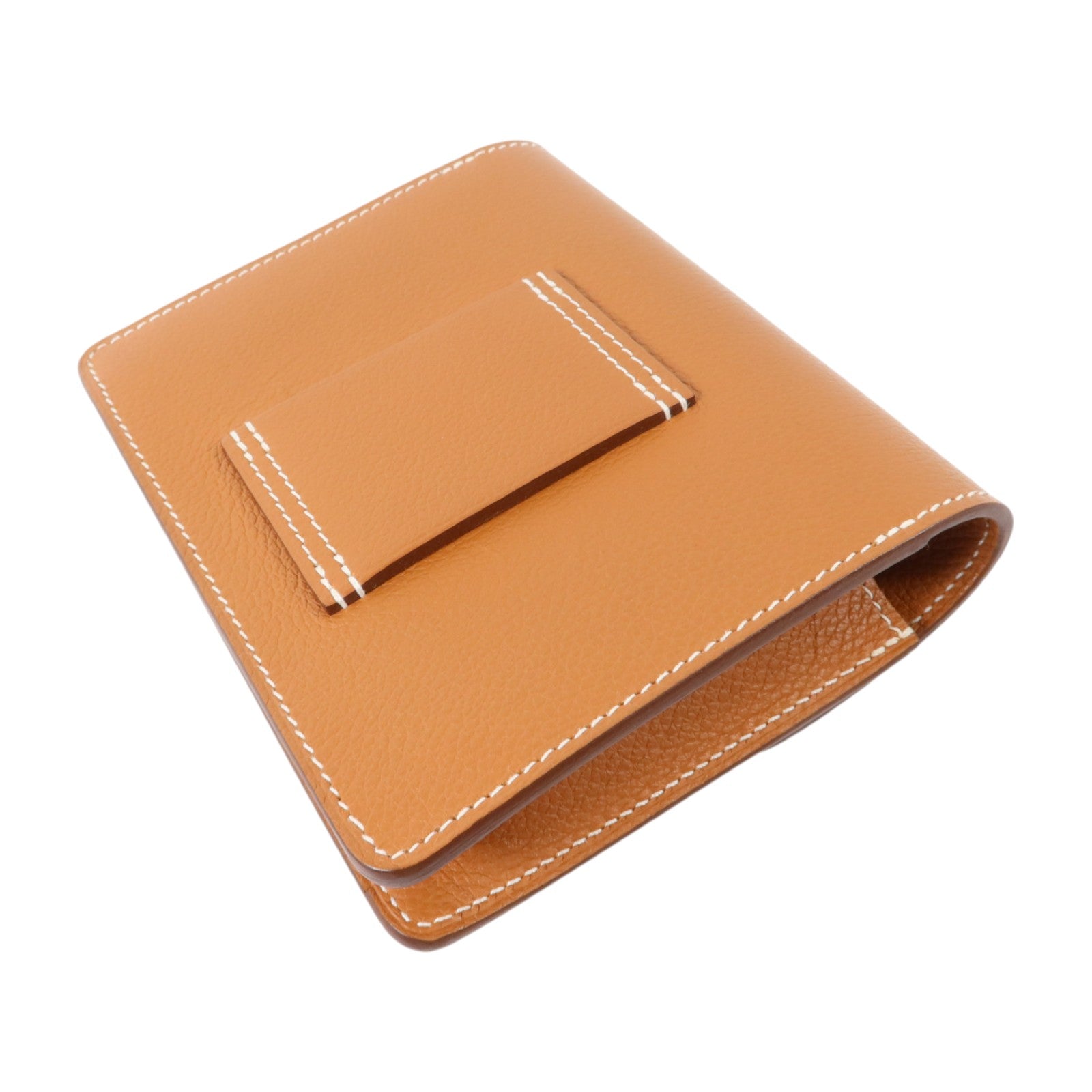 HERMES Evercolor皮革Roulis Slim銀扣錢包Gold