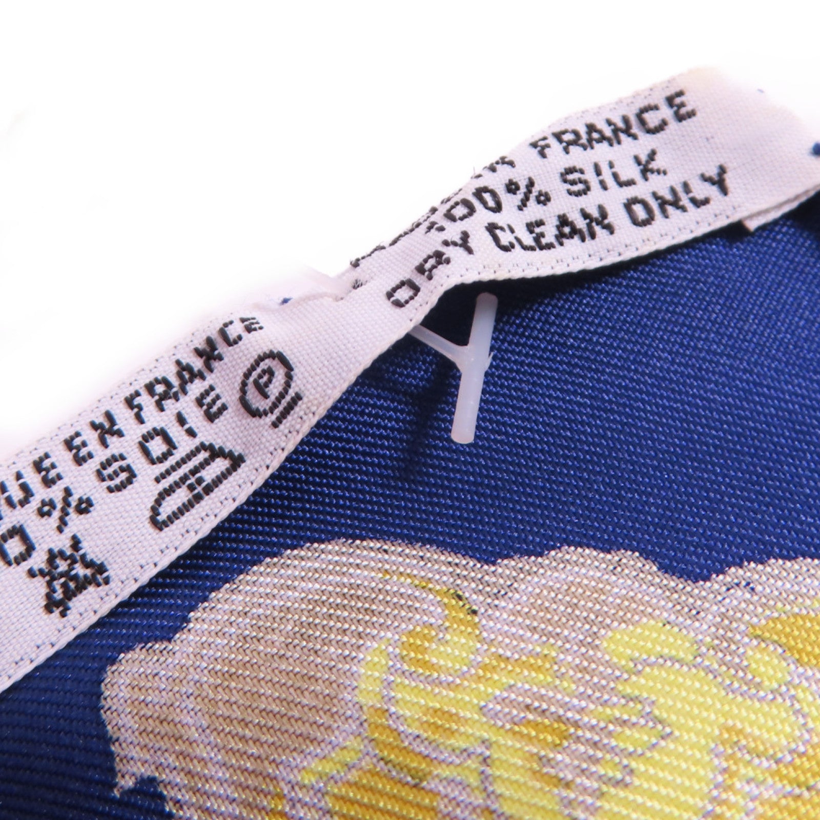 HERMES 絲質Scarf 90X90絲巾藍色/白色/金色