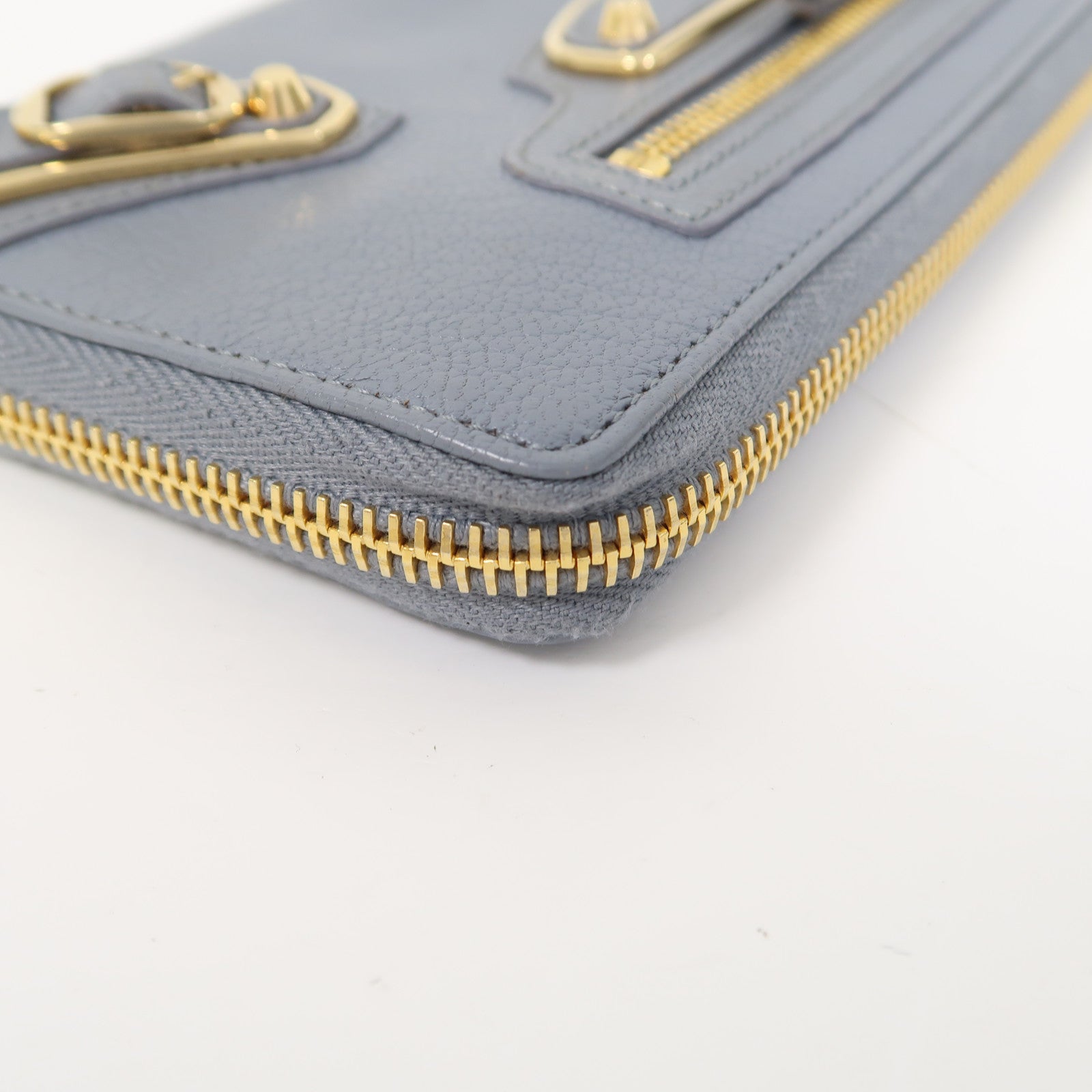 BALENCIAGA 牛皮皮革Zipper Long Wallet金扣長錢包藍色