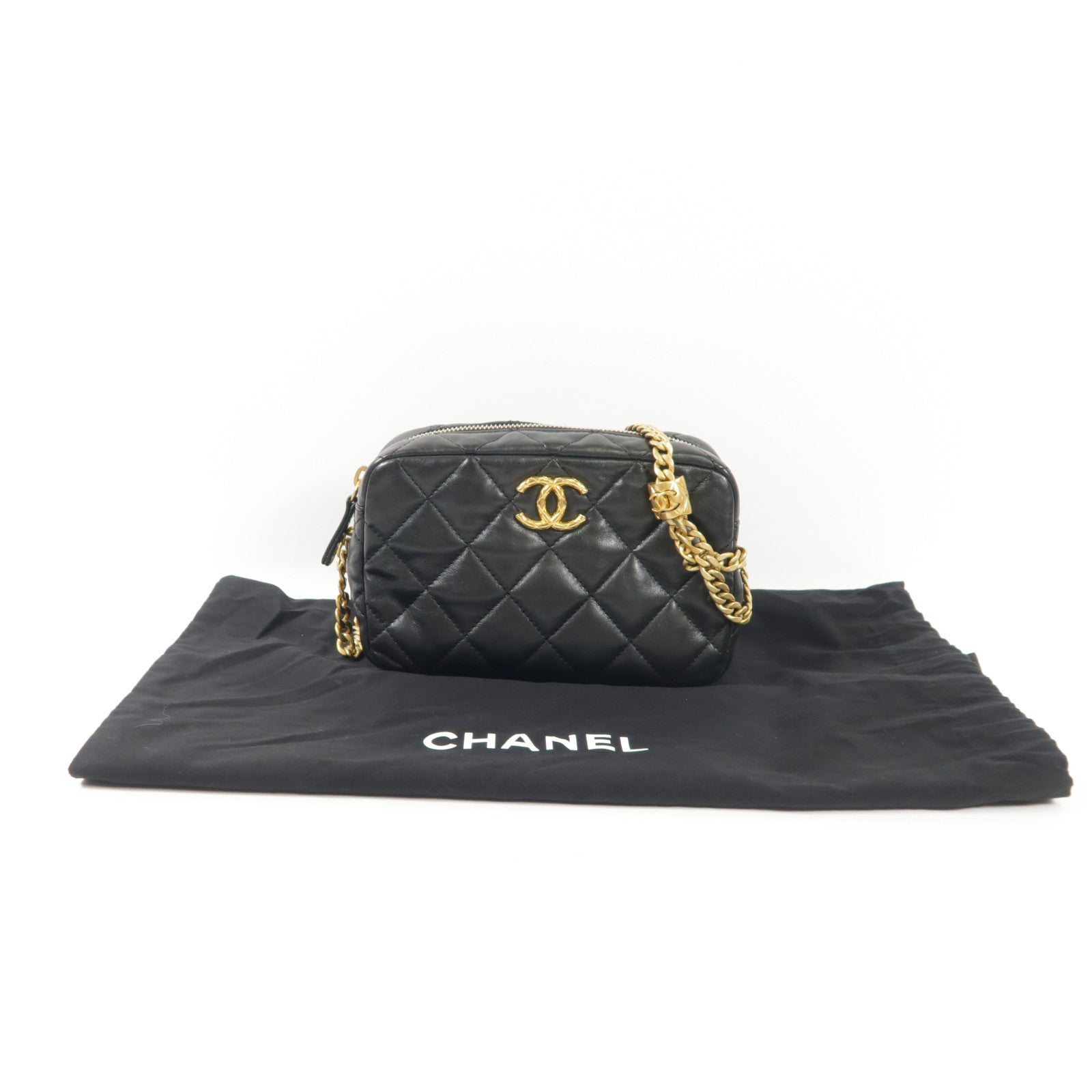 CHANEL 羊皮皮革Chain Shoulder Bag金扣鏈帶肩背袋