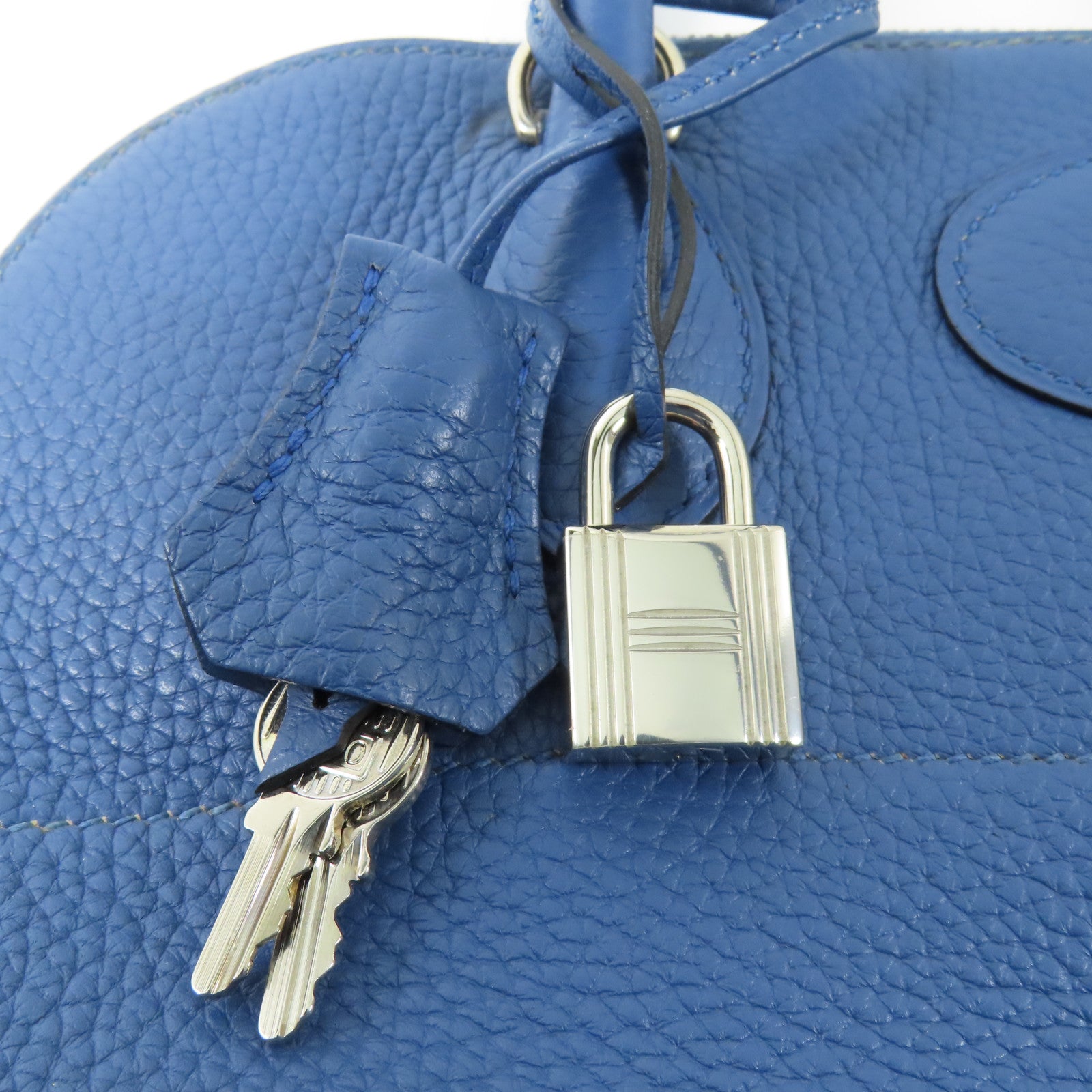 HERMES Clemence皮革Bolide 31銀扣手挽肩背兩用袋7E Bleu Brighton