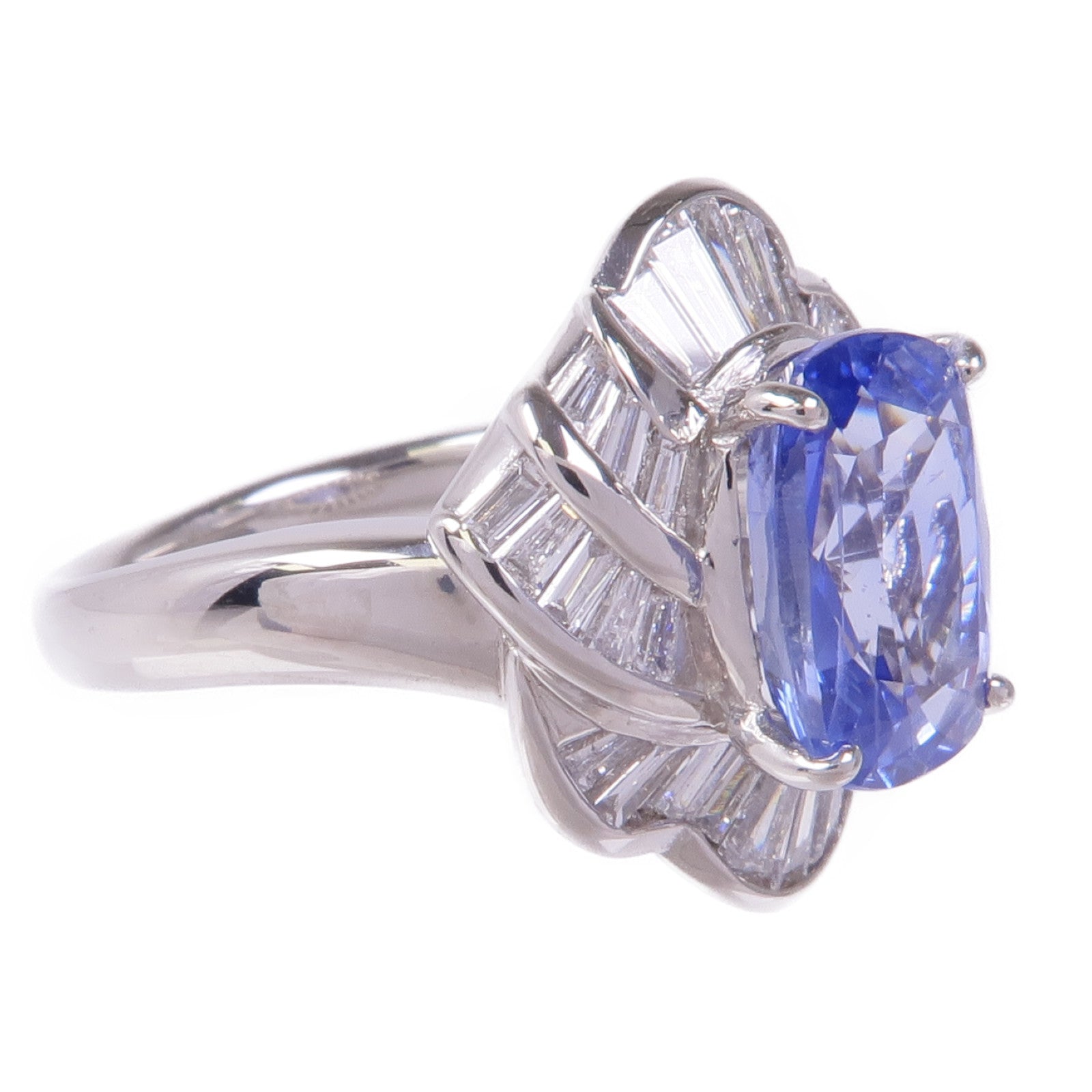 JEWELRY PT900鉑金Sapphire Diamond Ring藍寶石/鑽石戒指US#6