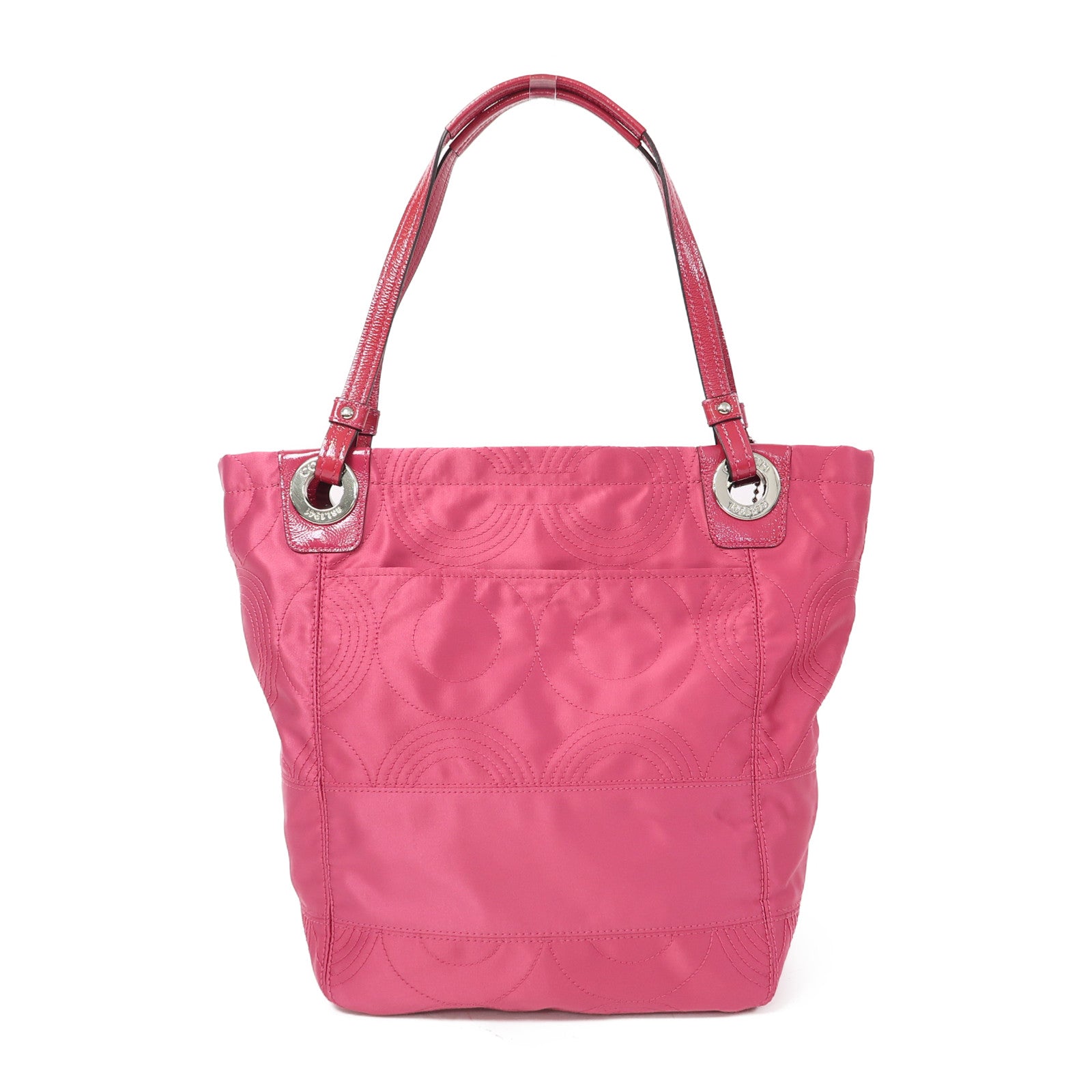COACH 【激減優惠】帆布Shoulder Bag銀扣肩背袋粉紅色
