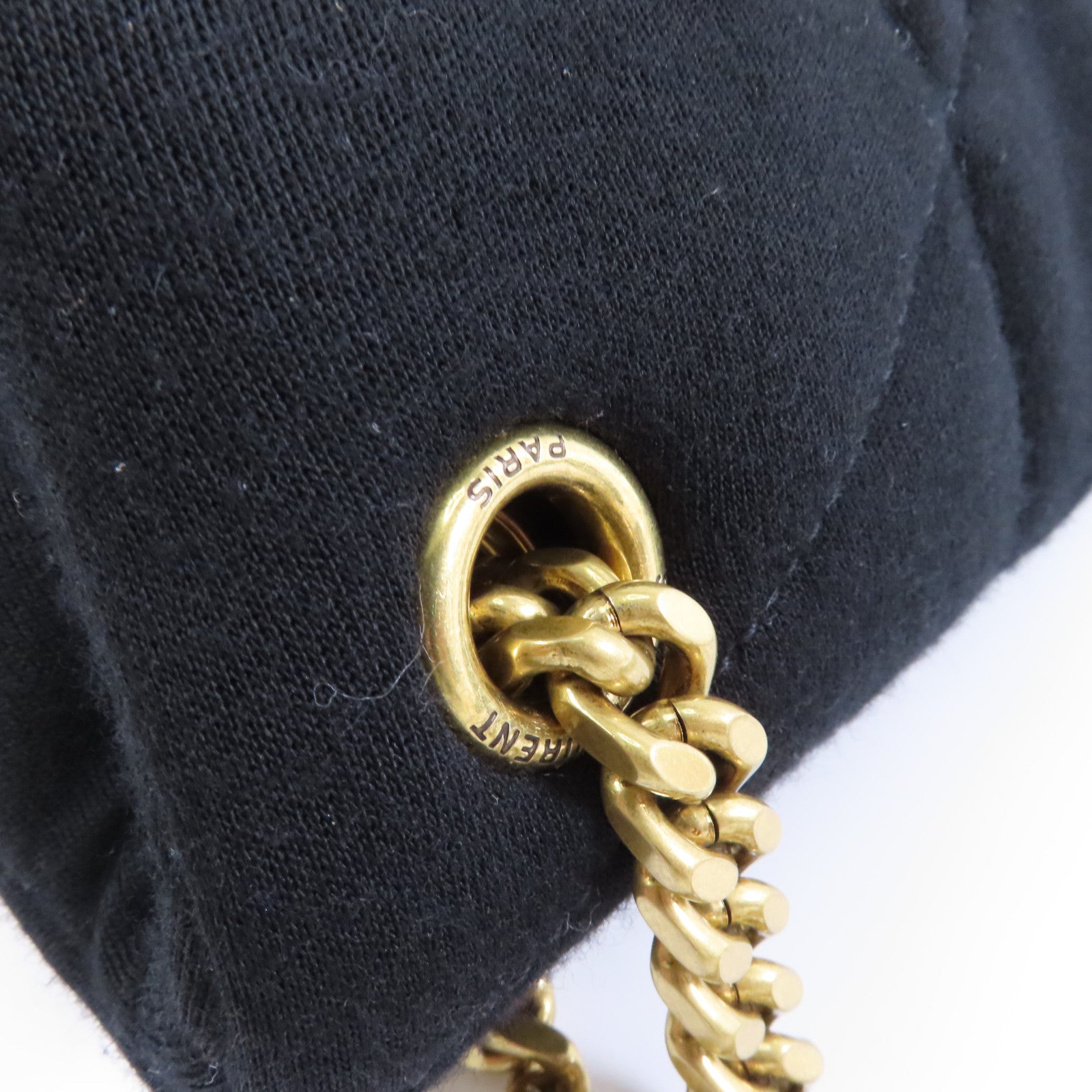 SAINT LAURENT 帆布Chain Shoulder Bag金扣鏈帶肩背袋黑色