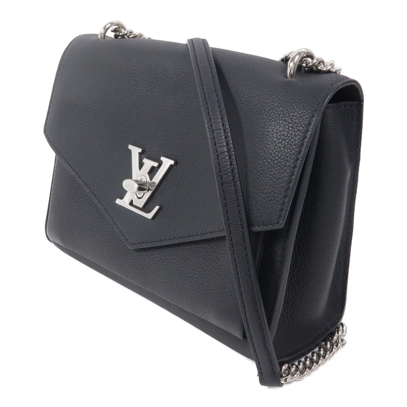 LOUIS VUITTON 牛皮皮革Mylockme銀扣鏈帶肩背袋