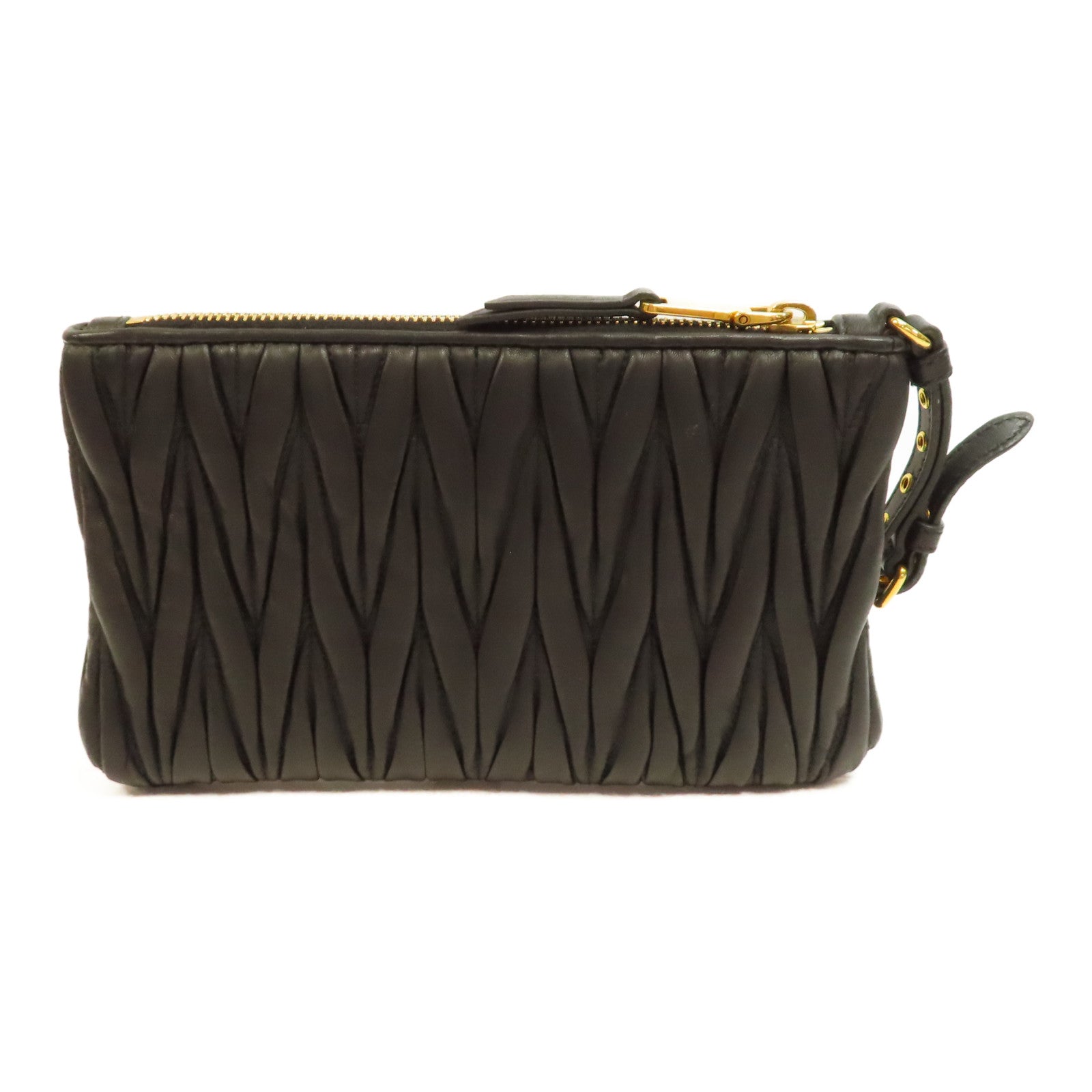Miu Miu 羊皮皮革Clutch Bag金扣手拿包黑色